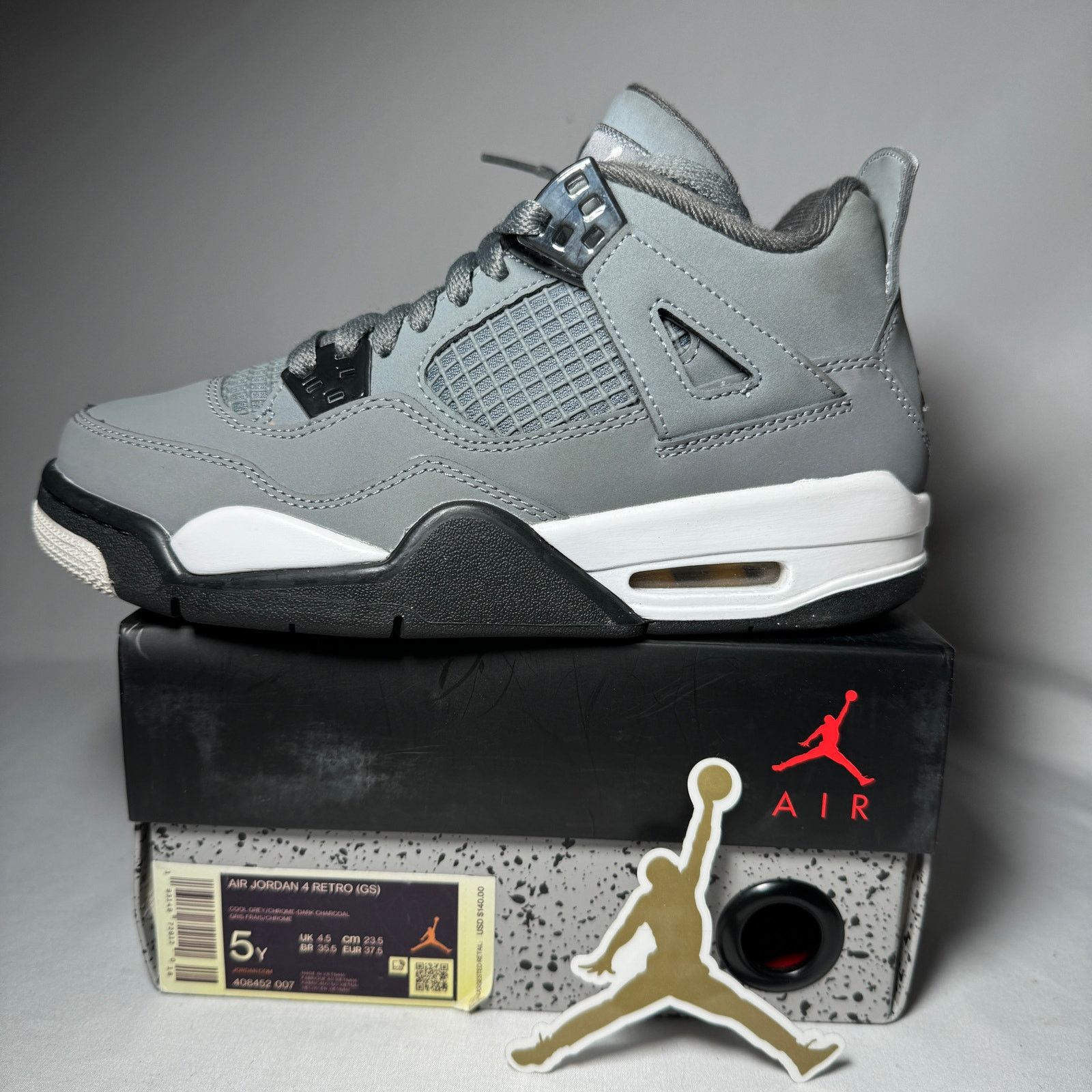 Jordan Brand × Nike Size 5 - Air Jordan 4 Retro GS Cool Grey 2019 Men's Shoes Size US 5 / EU 37 - 9 Thumbnail