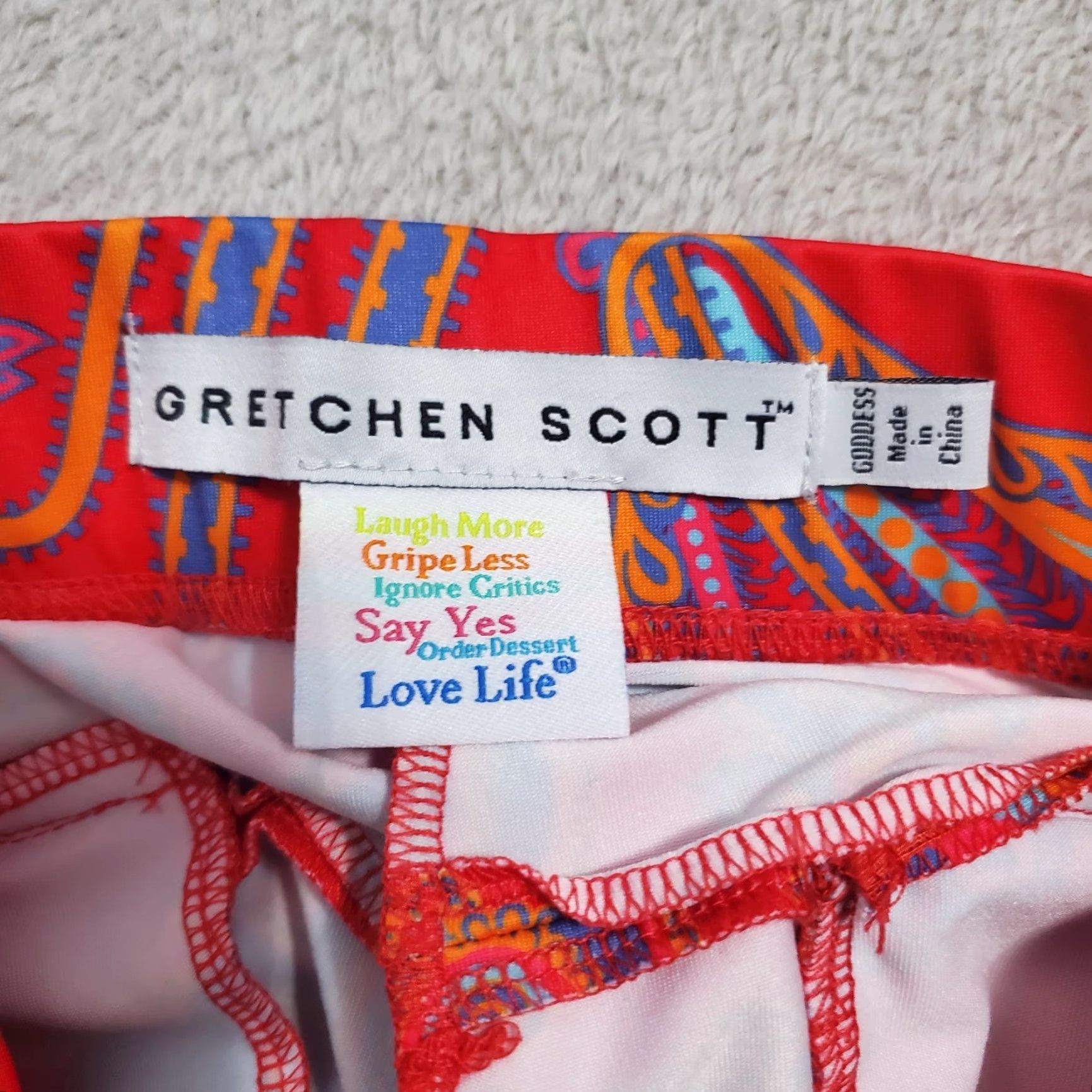 Vintage VINTAGE Gretchen Scott Skippy Skort Women Goddess XXL Red Paisley Stretch Zip Pockets Size 40" / US 18 - 3 Thumbnail