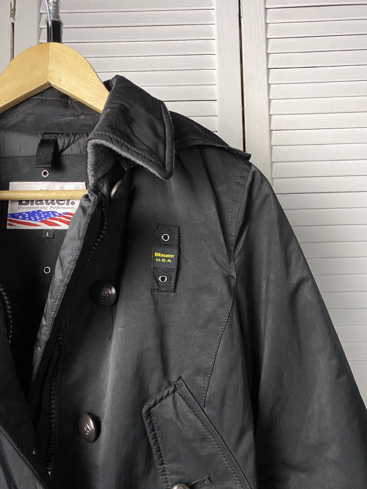 Eddie Bauer × Vintage Vintage Blauer USA Double Breasted Cropped Nylon Jacket Size L / US 10 / IT 46 - 9 Thumbnail