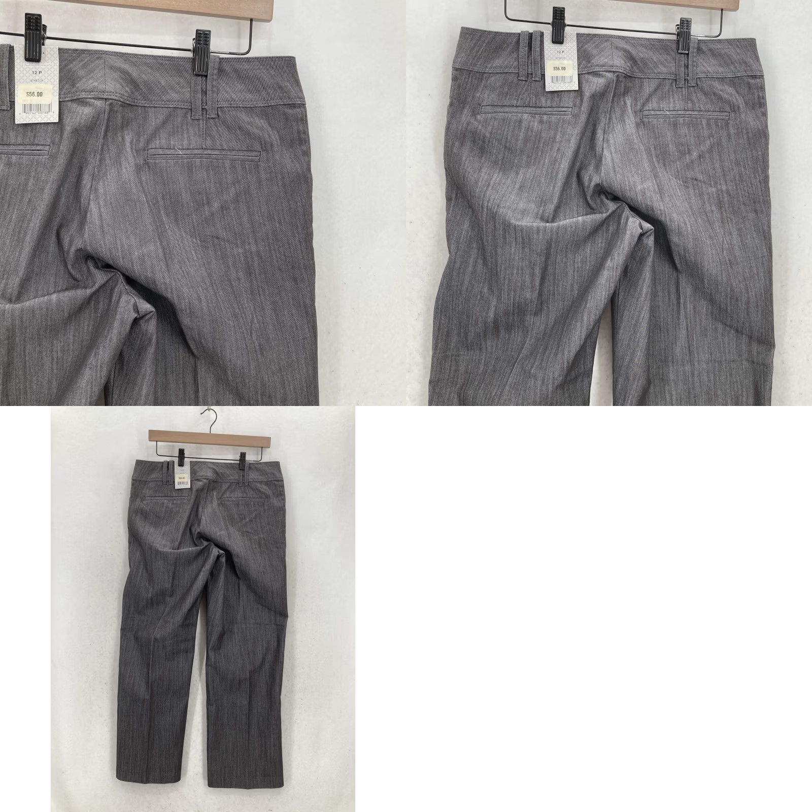 Lee Lee Pants Womens 12P Petite Gray Straight Leg Slimming Logo Work Pockets 28in Inseam Cotton Polyester Spandex Twill Dress Pants Size 34" / US 12 / IT 48 - 9 Thumbnail