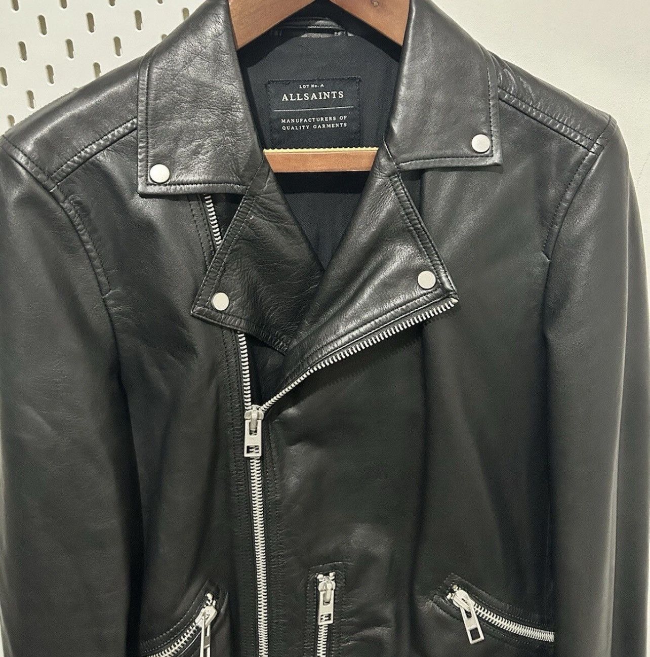 Allsaints Mens All Saints Hemsley Leather Biker Motorcycle cafe racer Size US M / EU 48-50 / 2 - 9 Thumbnail