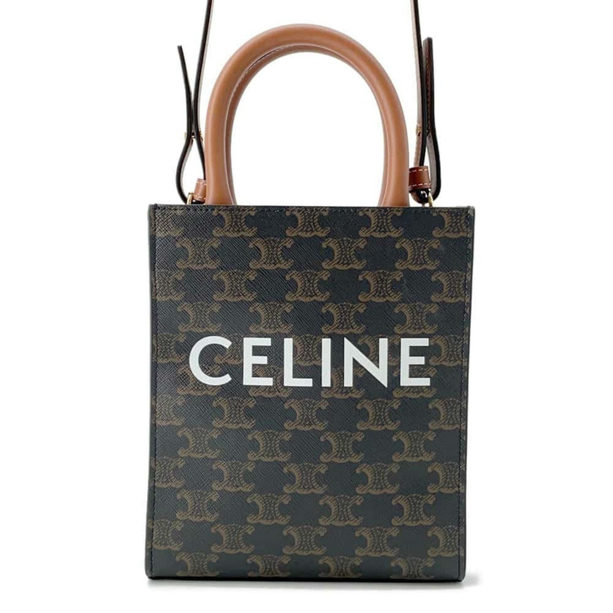 Celine Handbag Triomphe Mini Vertical Cabas 194372 Celine Bag 2Way Shoulder in Black, Women's
