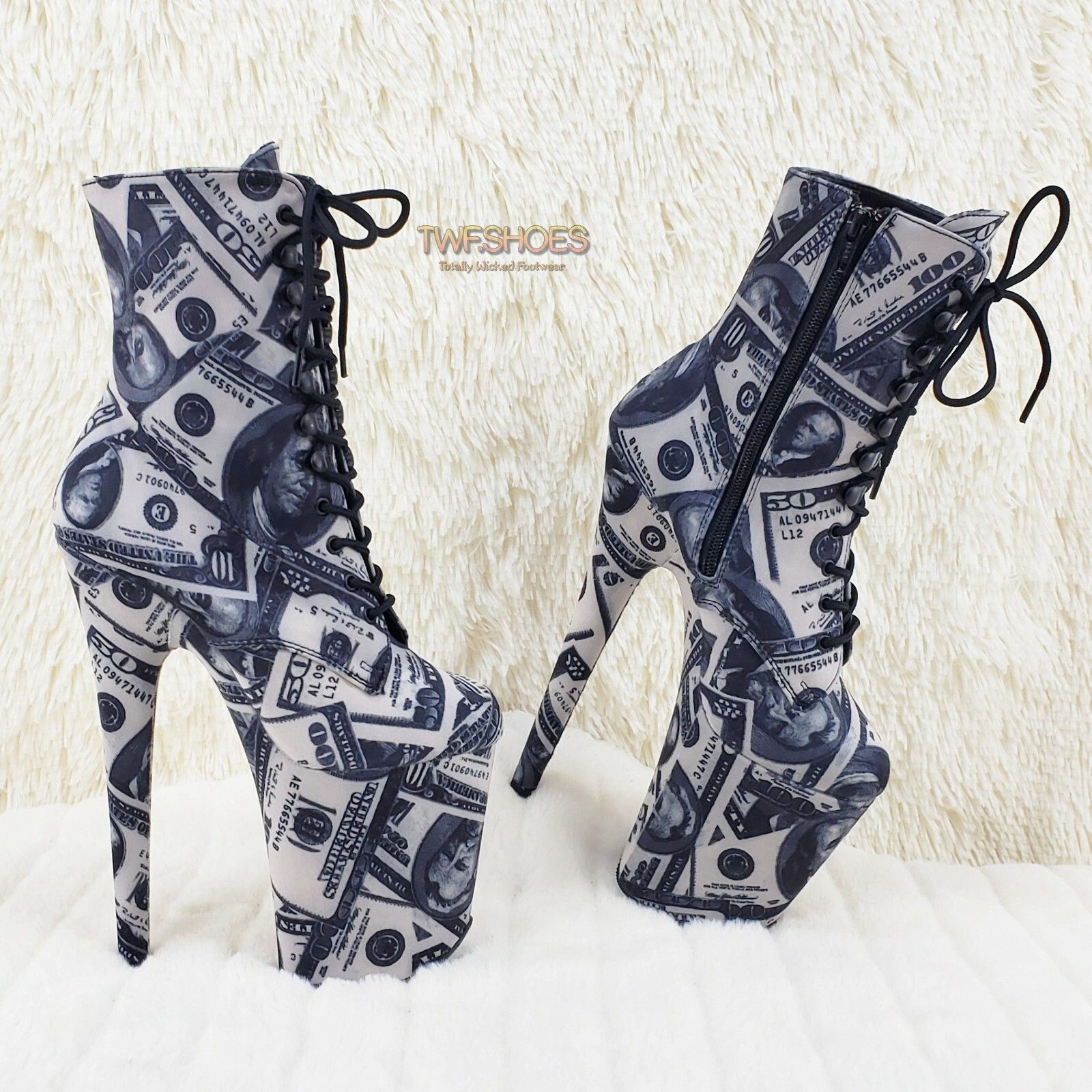 Other Flamingo 1020DP Money Print Platform 8" High Heel Lace Up An Size US 9 / IT 39 - 8 Thumbnail