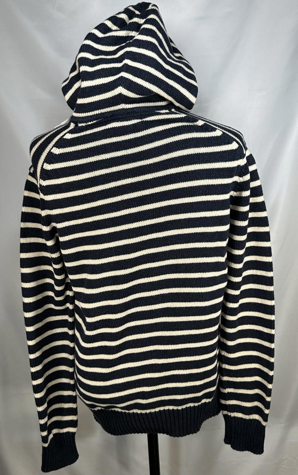H&M HM LOGG 1/4 Button Striped Pocket Hoodie Blue Mens L Size US L / EU 52-54 / 3 - 2 Thumbnail