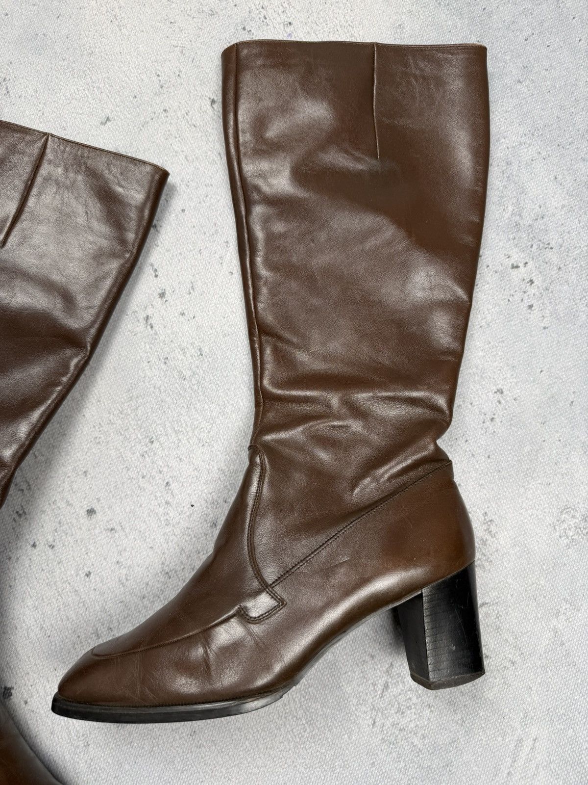 Bally Vintage Bally Brown Leather Knee High Boots Square Toe 70s Size US 6 / IT 36 - 3 Thumbnail