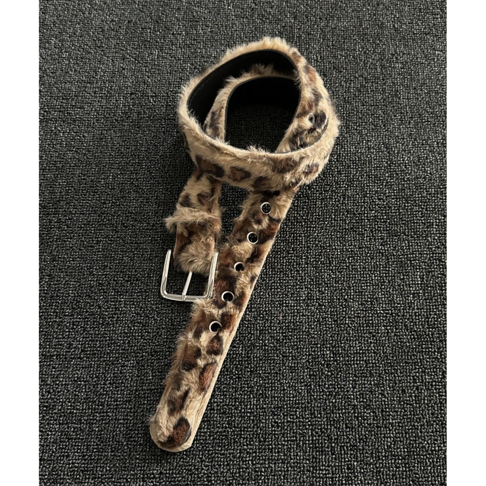 Vintage Chunky Leopard Plush Fur Thick Belt | Size ONE SIZE - 4 Thumbnail