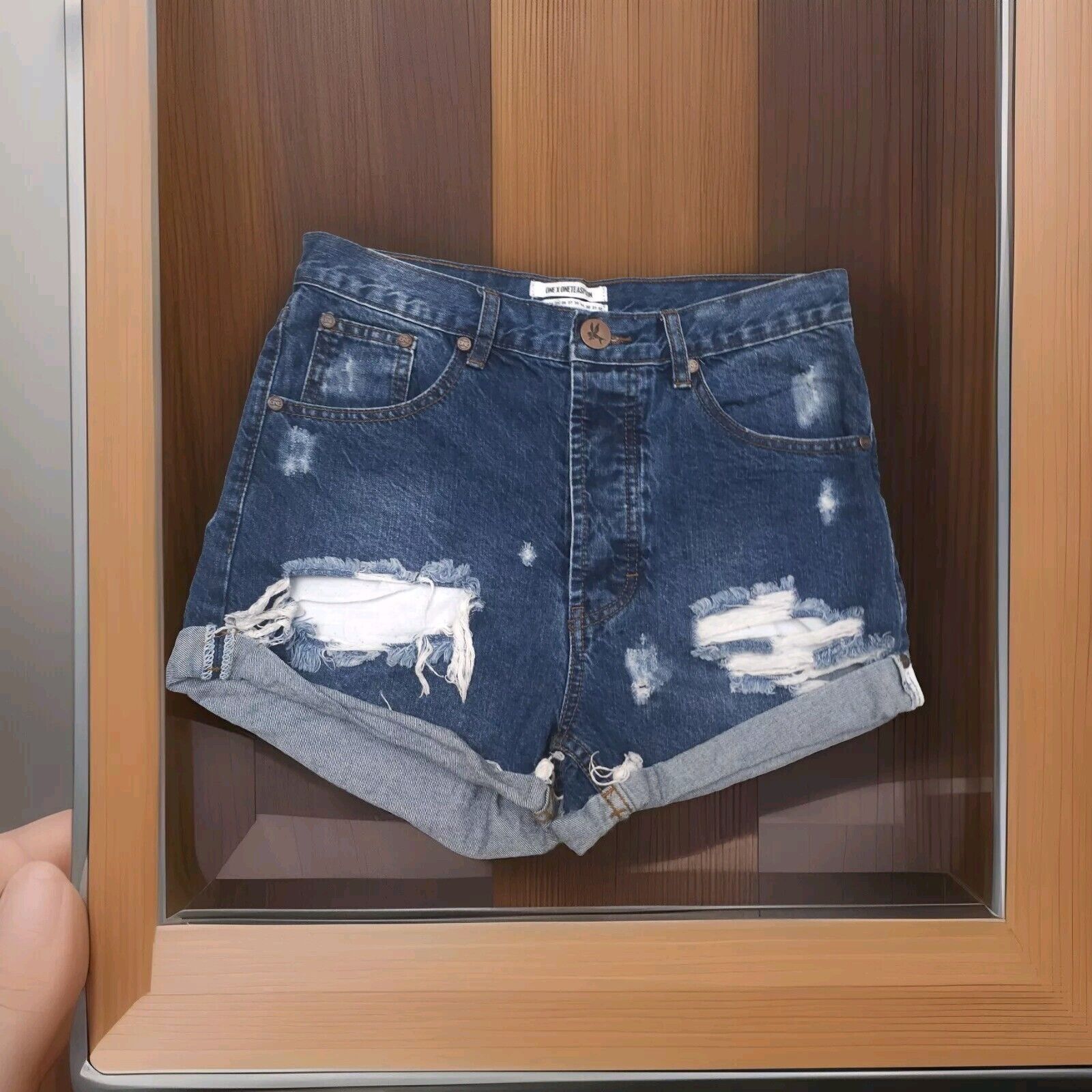 One Teaspoon One Teaspoon Outlaws Cotton Denim Dark Wash Distressed 25 Size 25" / US 0 / IT 36 - 3 Thumbnail