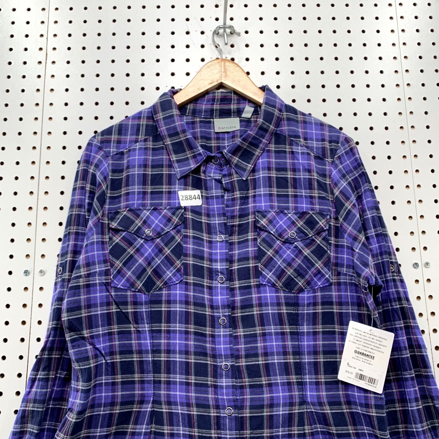Athleta VINTAGE Athleta Button Up Shirt Womens Large Blue Purple Plaid NWT Western 22X27.5 Size L / US 10 / IT 46 - 5 Thumbnail