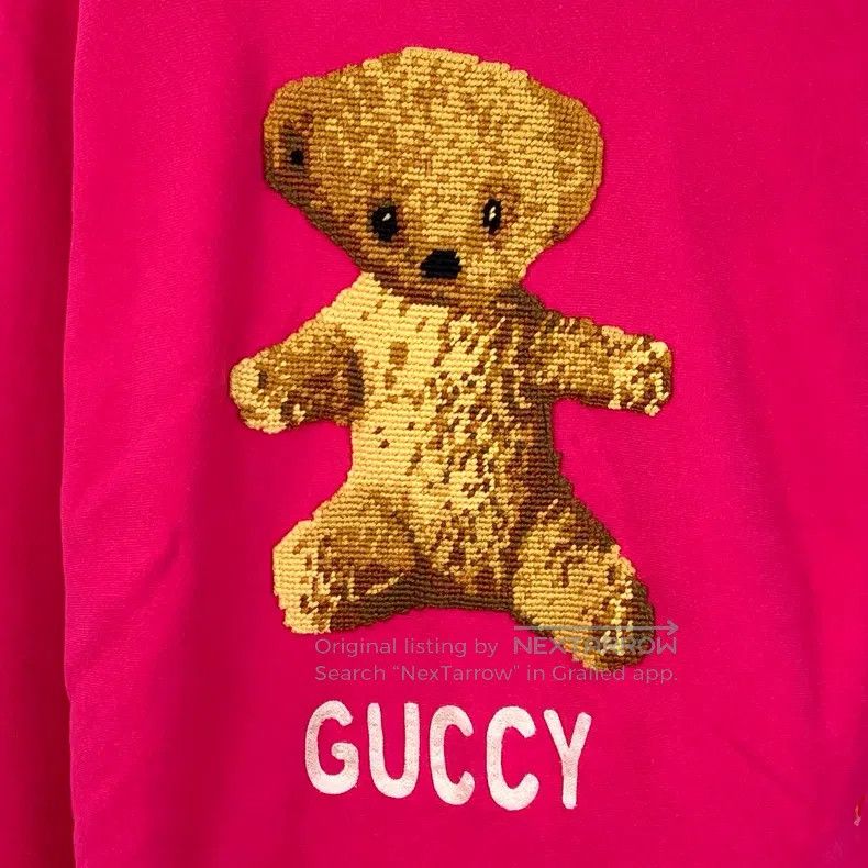 Gucci Gucci Pink bear embroidered cotton round-neck long-sleeved Size L / US 10 / IT 46 - 4 Thumbnail