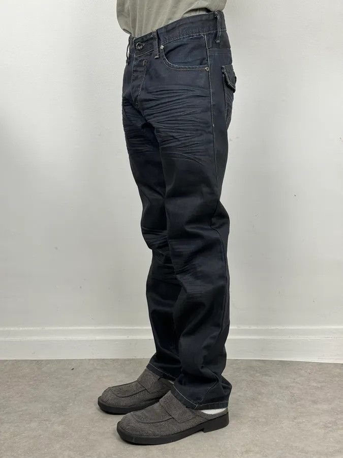 Vintage 2000s Black Waxed Effect Obscure Denim Jeans Size US 32 / EU 48 - 3 Thumbnail