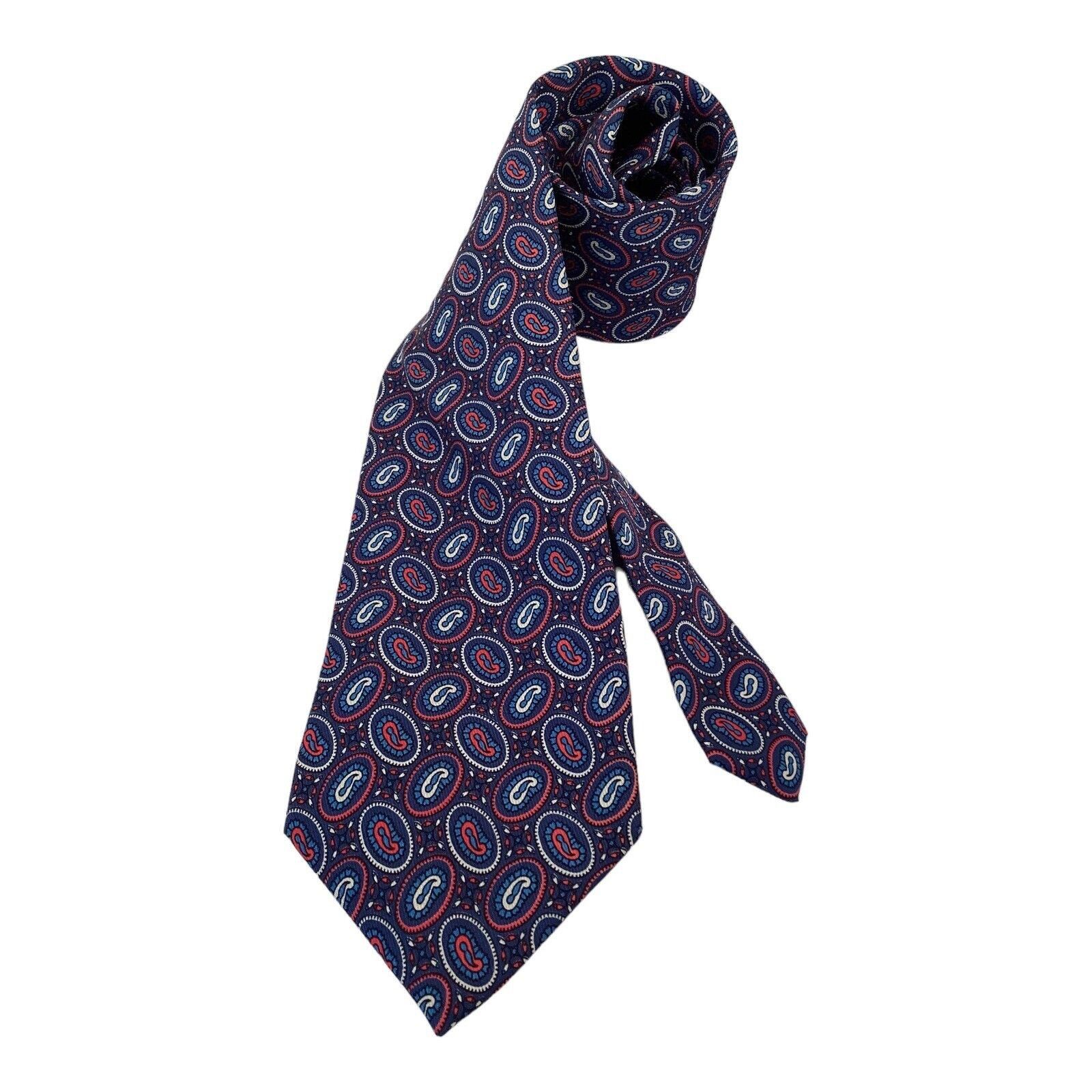 Turnbull & Asser Blue Paisley Luxury Silk Tie Made In Englan
