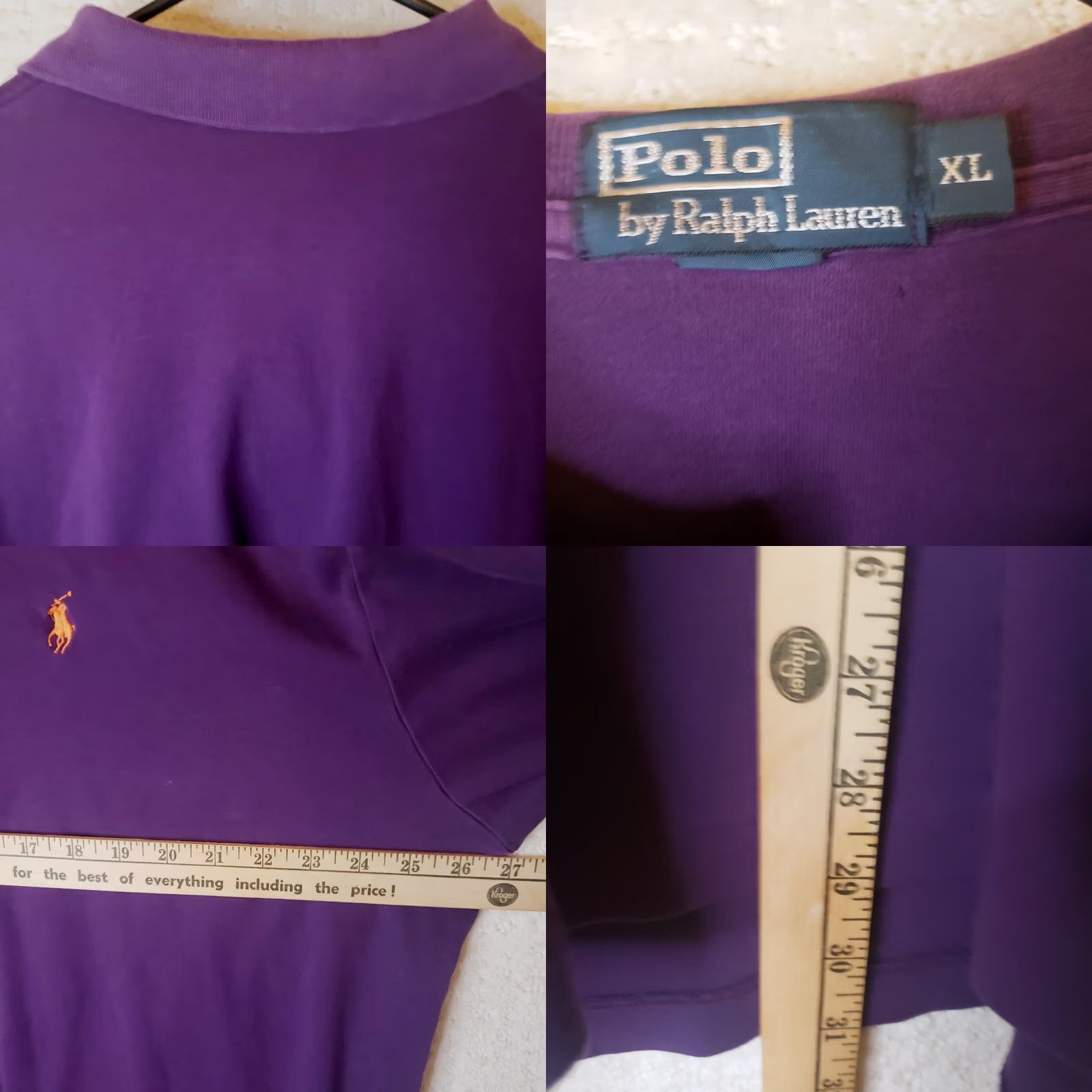 Polo Ralph Lauren Polo Ralph Lauren Polo Shirt Men XL Purple Orange Pony Clemson Tigers 2 Button Knit Crew Neck Short Sleeve Vintage? Size US XL / EU 56 / 4 - 8 Thumbnail