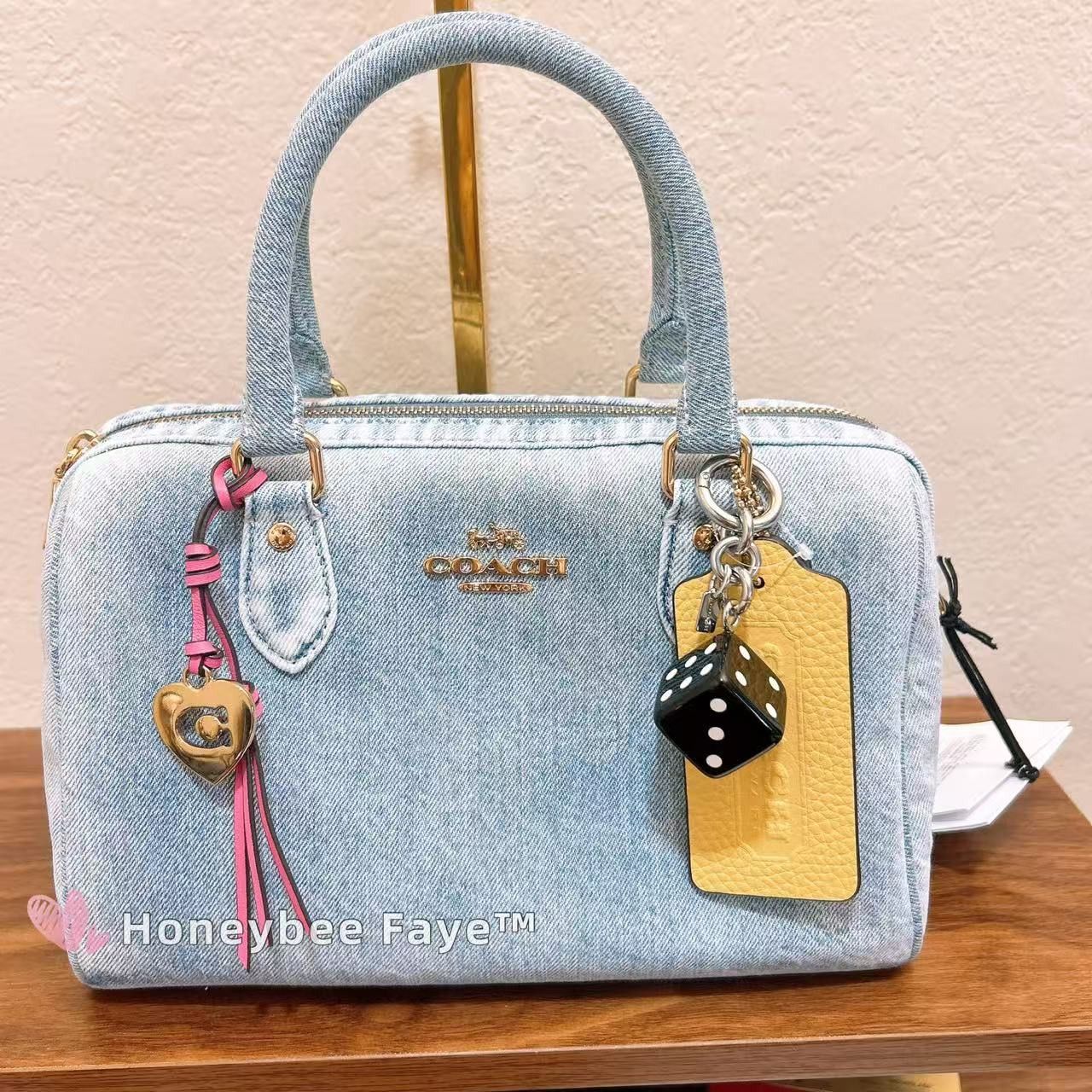 Coach Rowan Satchel Bag In Loved Denim With Charms CDY74 Size ONE SIZE - 1 Thumbnail
