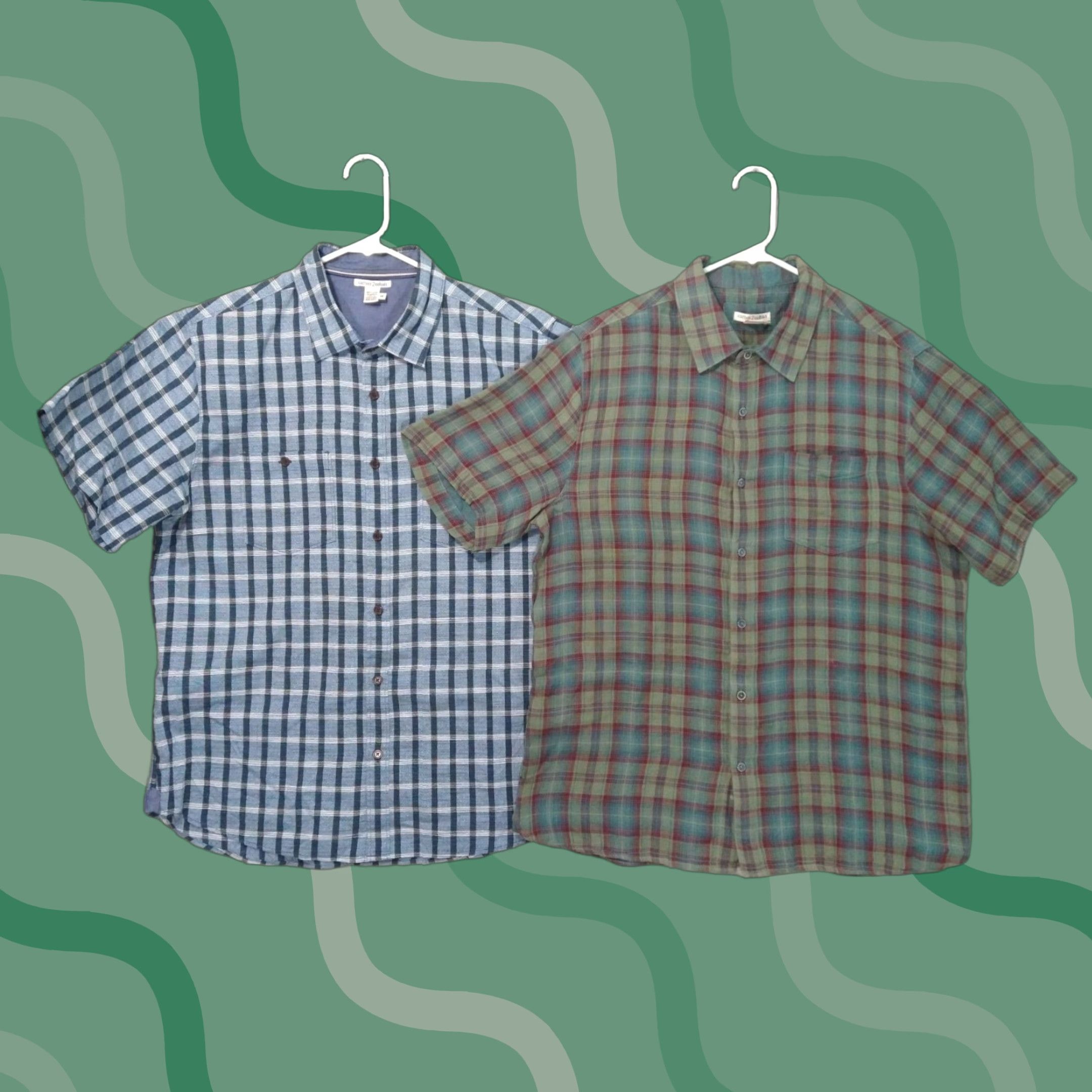 Carbon 2 Cobalt Shirt Mens Medium Plaid Short Sleeve Effortlessly Cool Lot of 2
