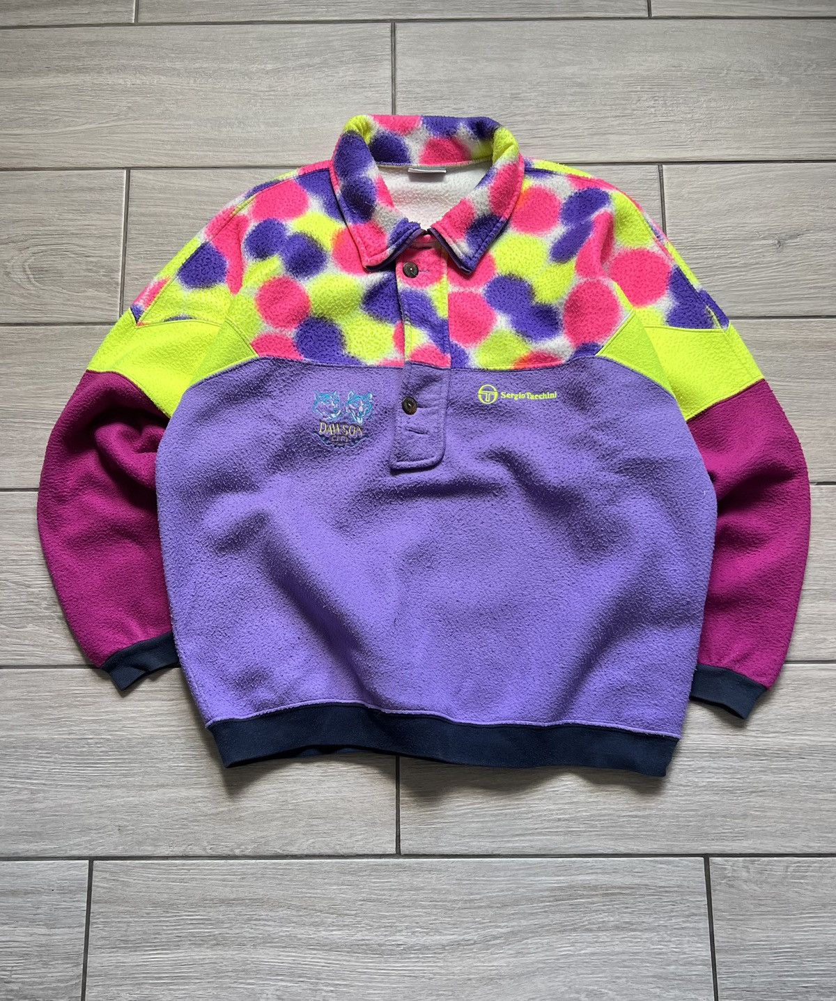 Sergio Tacchini Rare Vintage Sergio Tacchini Fleece Abstract Crazy Print Size US L / EU 52-54 / 3 - 2 Thumbnail
