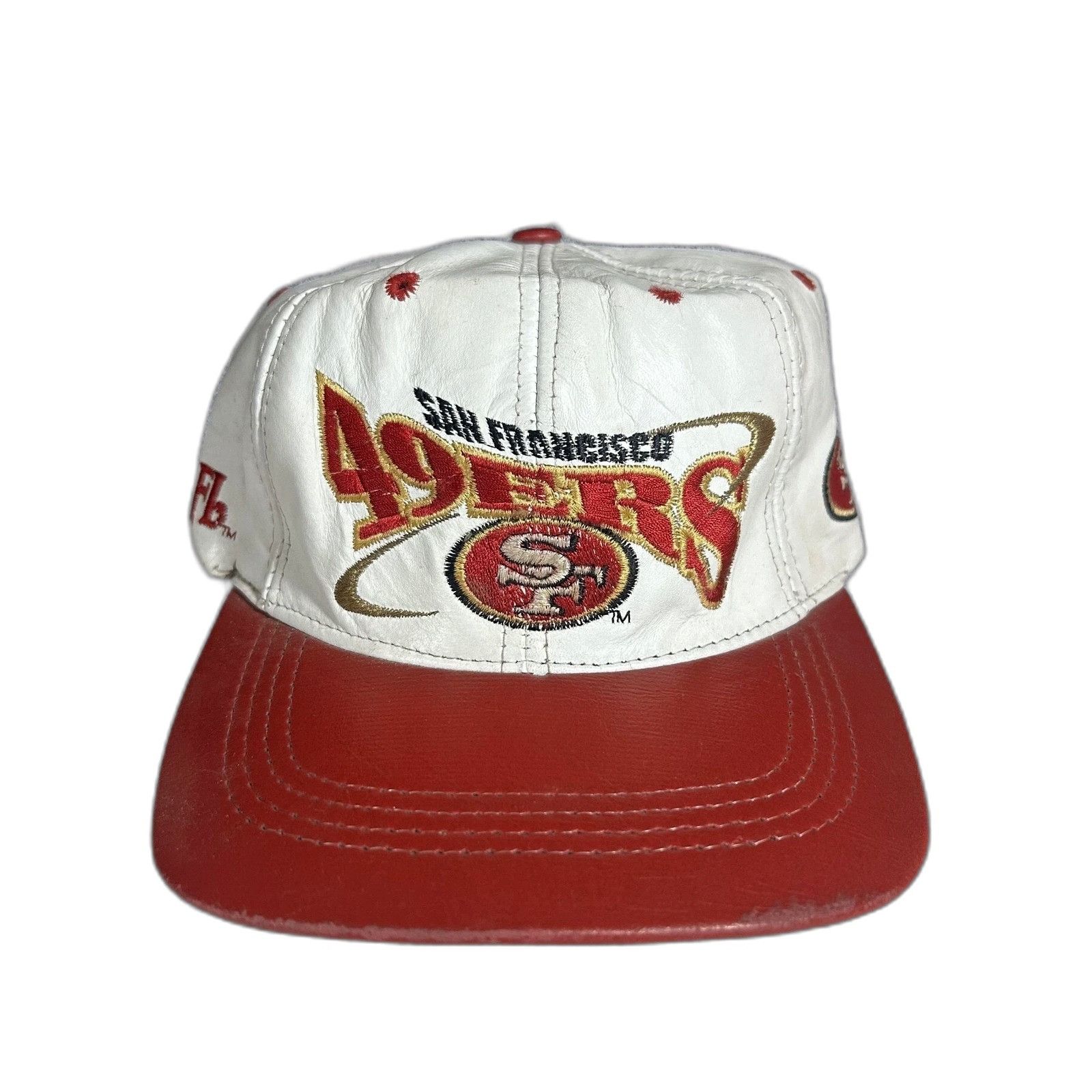 Sports Specialties Vintage 90's 49ers Genuine Leather Strapback Hat NFL Made In Size US XXS / EU 40 - 1 Thumbnail