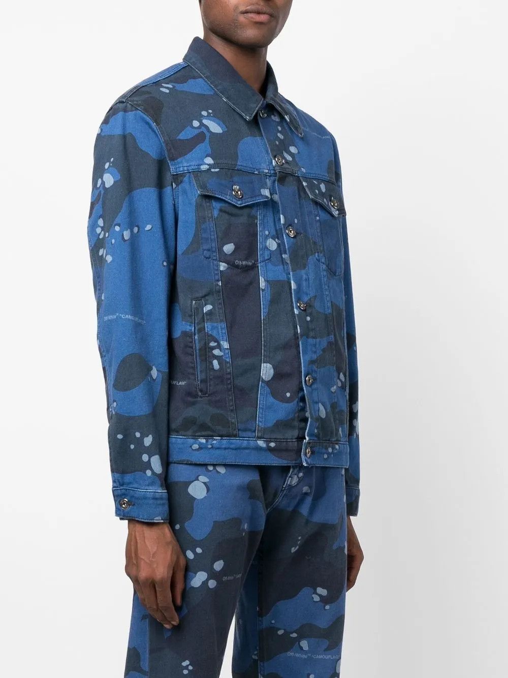Off-White o1gr1nt0125 Camo Skate Denim Jacket in Black Blue Size US XS / EU 42 / 0 - 2 Thumbnail