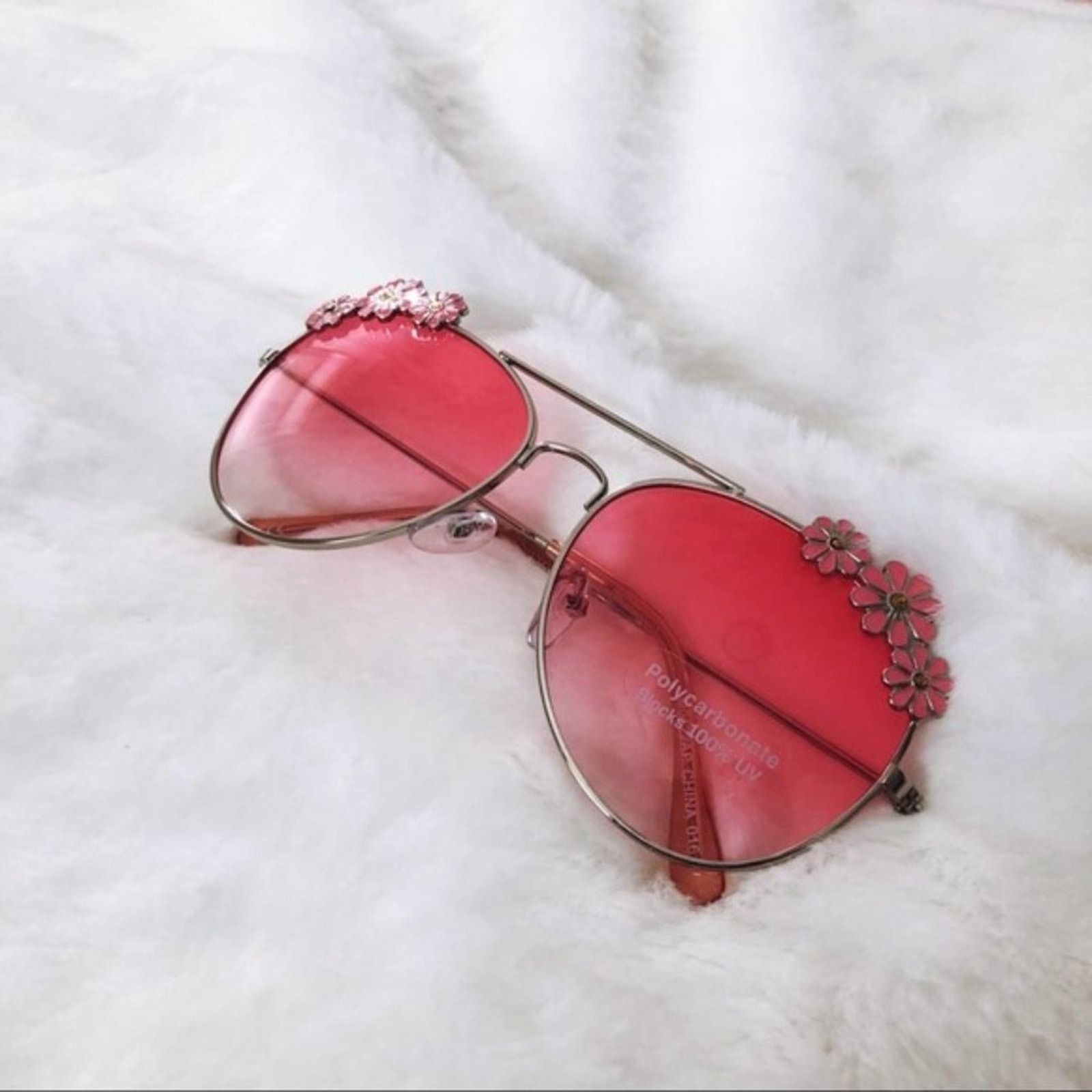 Other Flower Pink Accented Trim Aviators Sunglasses Size ONE SIZE - 9 Thumbnail
