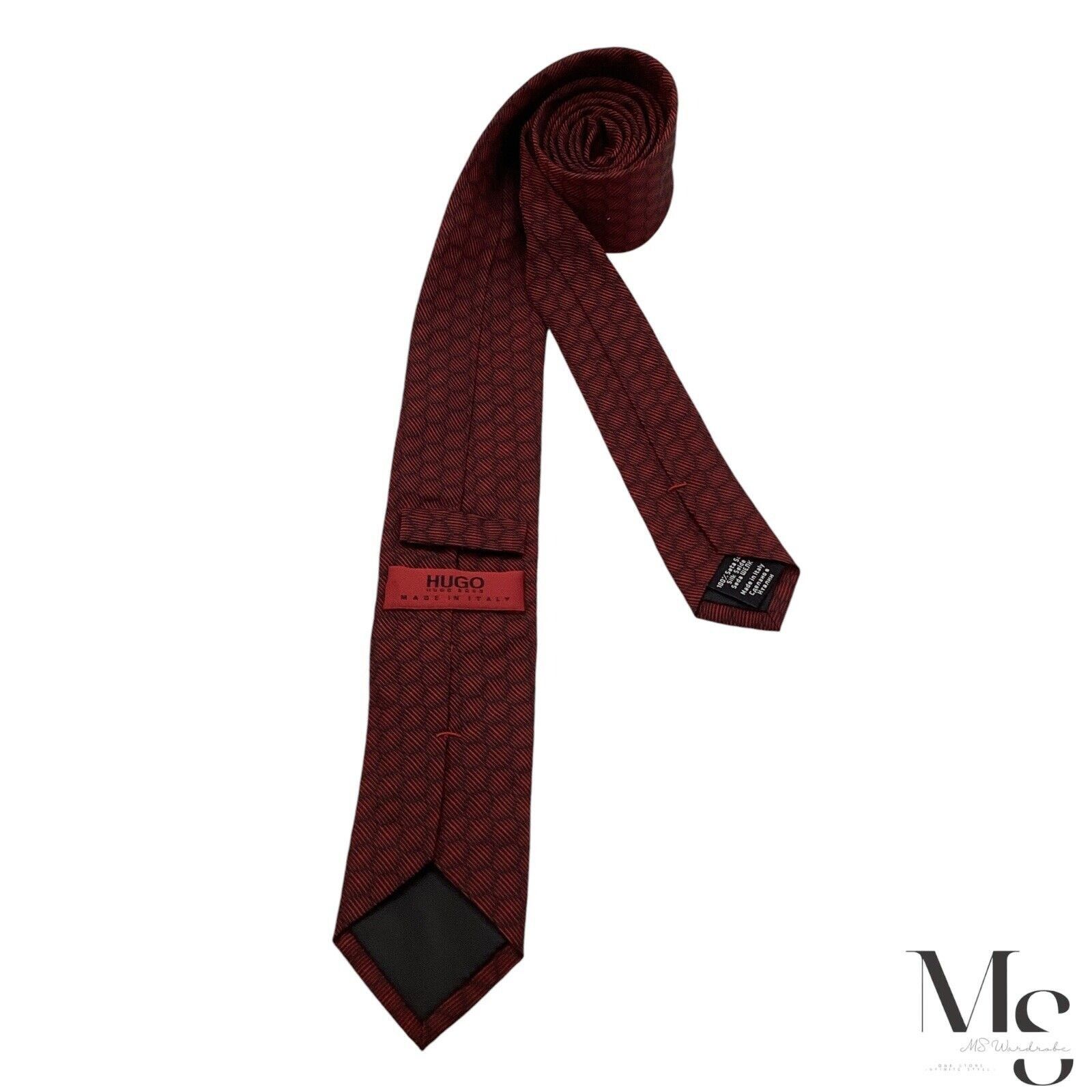 Hugo Boss BOSS HUGO BOSS RED TAG Red Geometric Silk Tie Made In Italy Size ONE SIZE - 2 Thumbnail