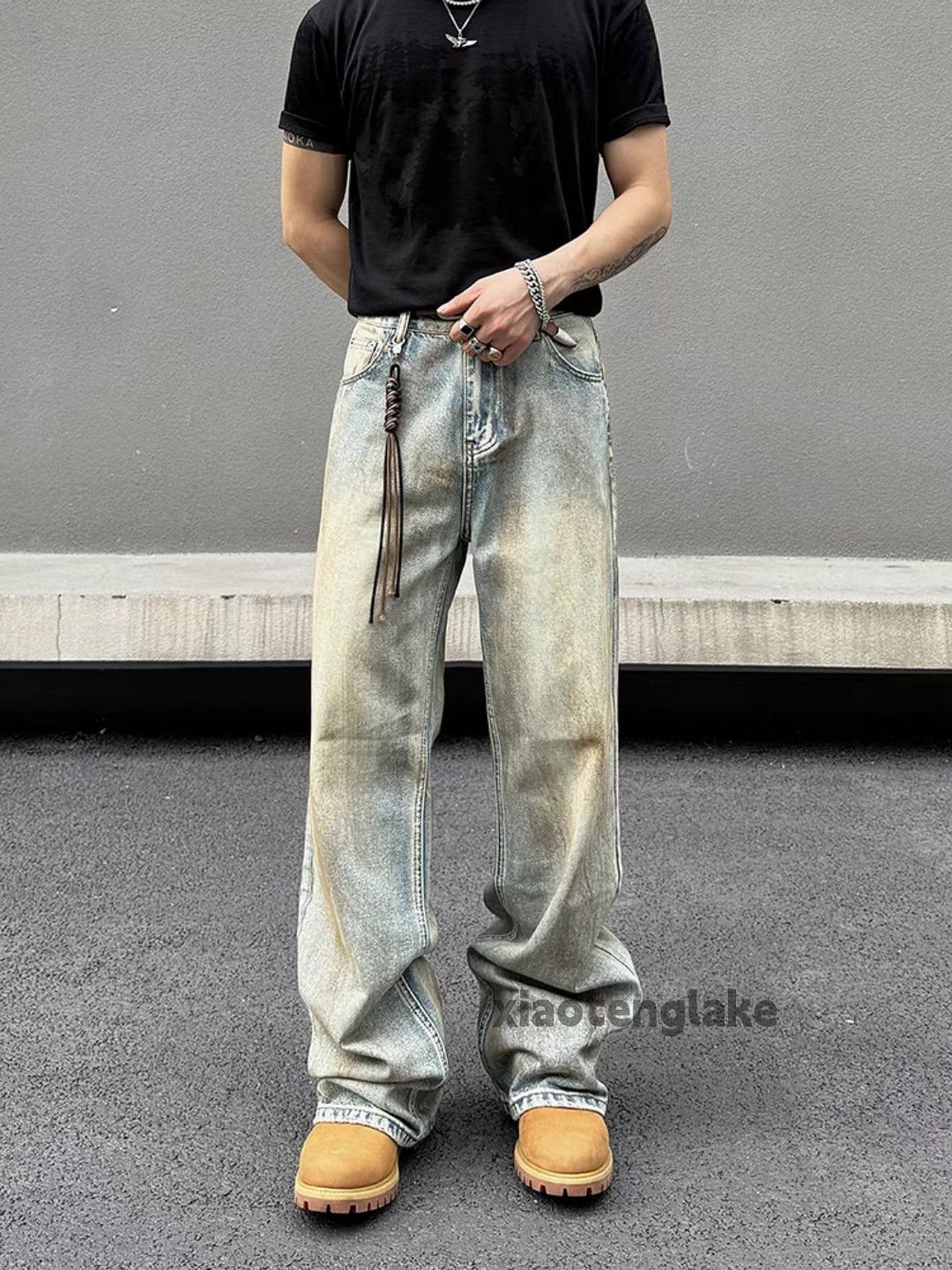 Jean × Vintage washed faded rusty stain loose baggy grunge jeans Size US 32 / EU 48 - 3 Thumbnail
