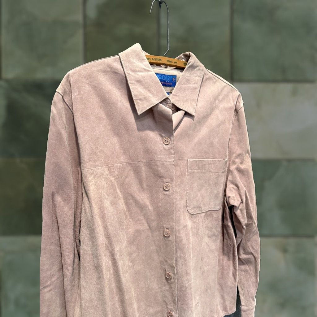 Bloomingdale's VINTAGE Bloomingdale's Women Button-Up Suede Pink Leather Size L Regular Size L / US 10 / IT 46 - 1 Thumbnail