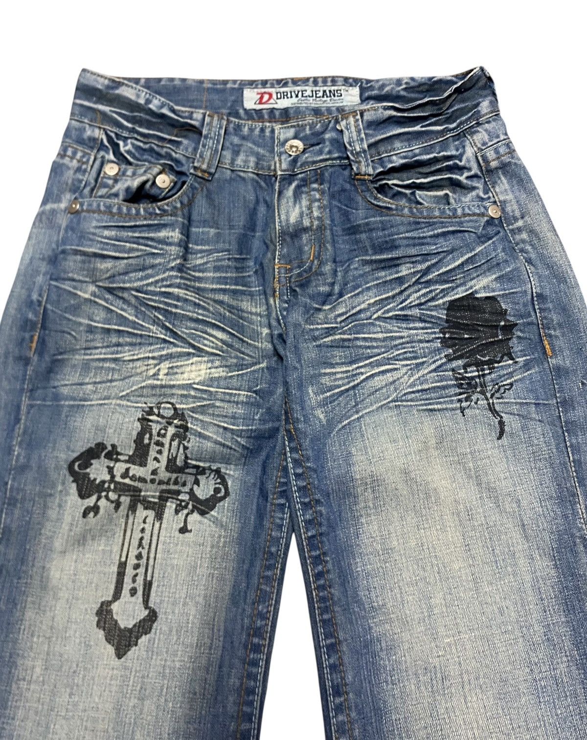 If Six Was Nine Rare Design Vintage Japanese Brand Drive Flared Jeans 2000s Size US 27 - 3 Thumbnail