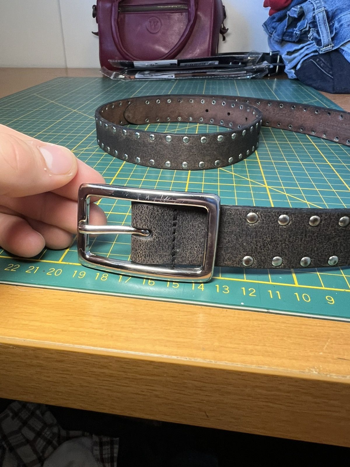 Vintage Vintage studded genuine leather belt Size ONE SIZE - 3 Thumbnail