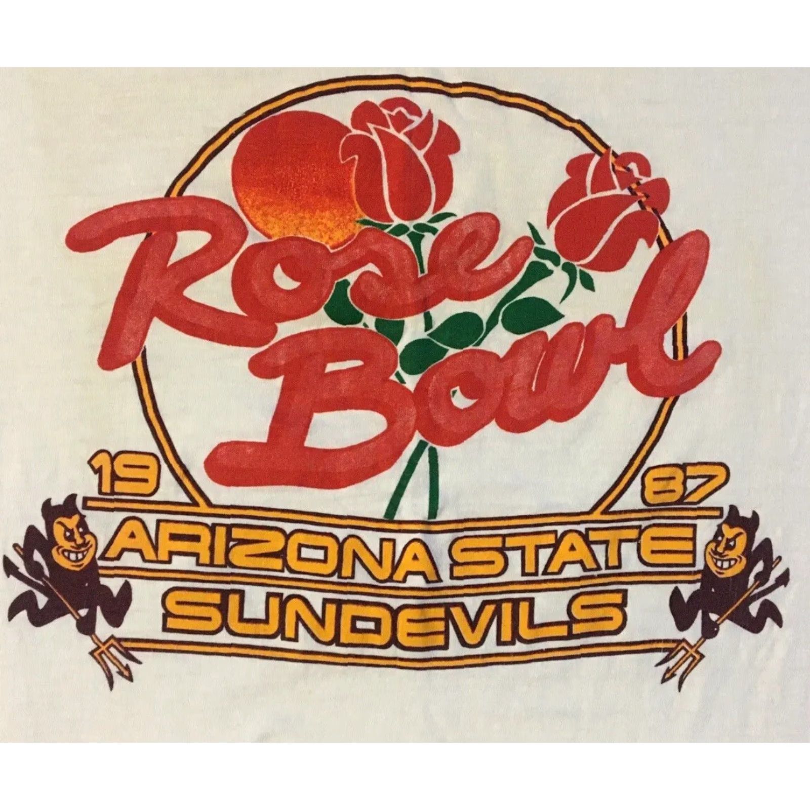 Vintage VINTAGE ASU Rose Bowl Shirt Men S White 80s Distressed Single Stitch Football Track Grunge University Sun Devils Size US S / EU 44-46 / 1 - 2 Thumbnail