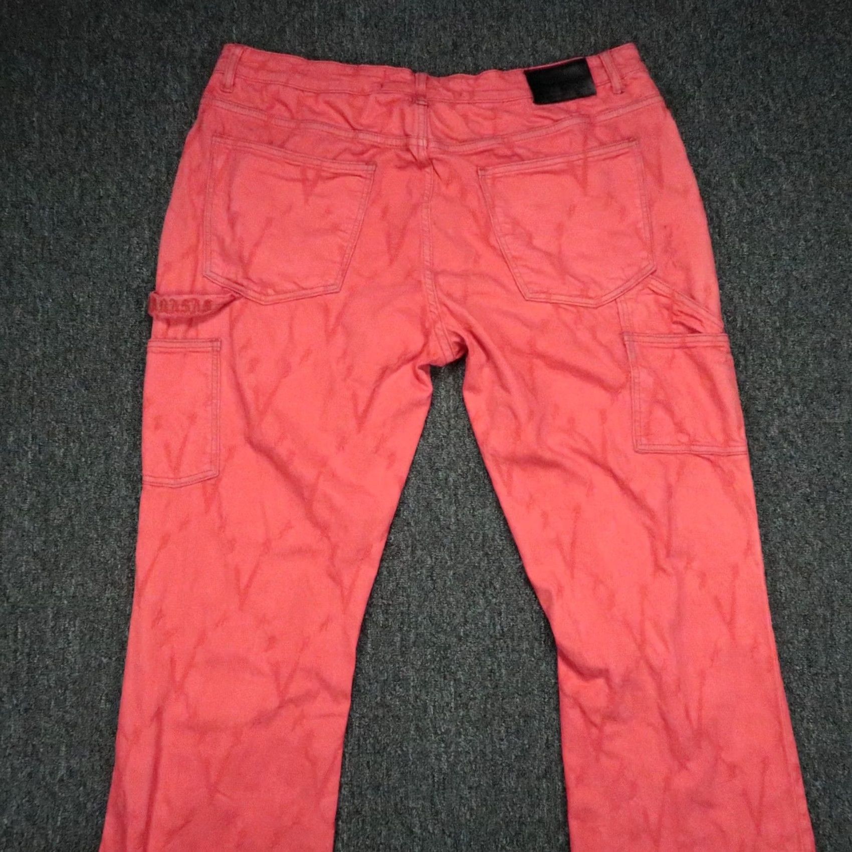 Pinko Valabasas Jeans Mens 38x36 Red Pink Raw Frayed Hem Carpenter Wide Leg Jeans Pants Straight Mens Regular 38 Inseam 36 Color Red Pattern Solid Size US 38 / EU 54 - 6 Thumbnail