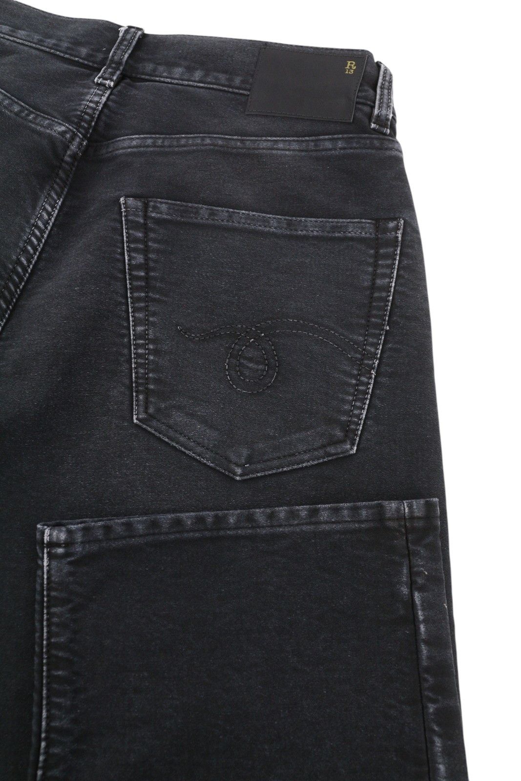 R13 X-BF 25 Black Garment Dyed Moleskin Cropped FW25 86530 Size 25" / US 0 / IT 36 - 5 Thumbnail