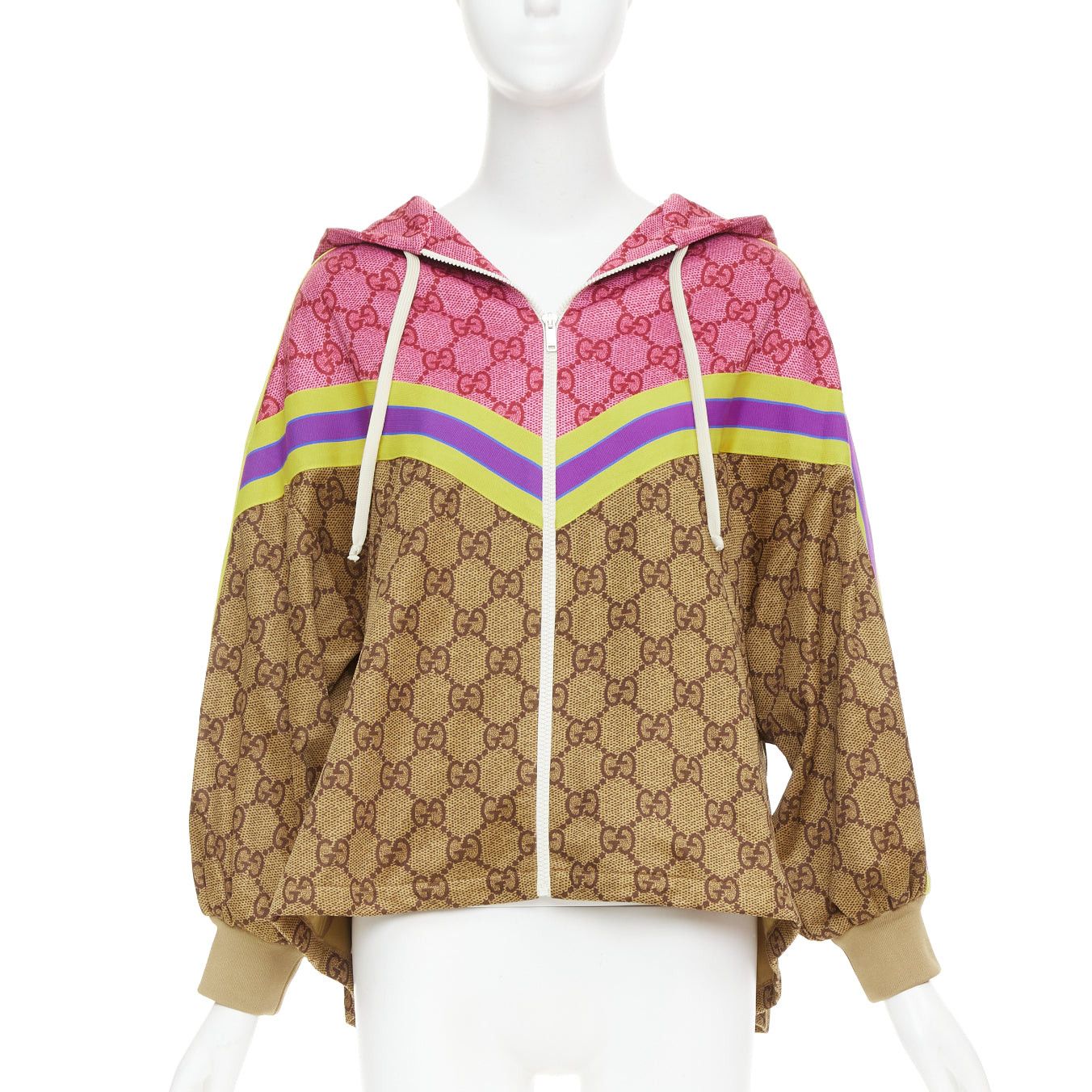 Gucci GUCCI 2019 Michele Runway GG Technical Pleats brown pink GG monogram flared track jacket XS Size XS / US 0-2 / IT 36-38 - 1 Thumbnail