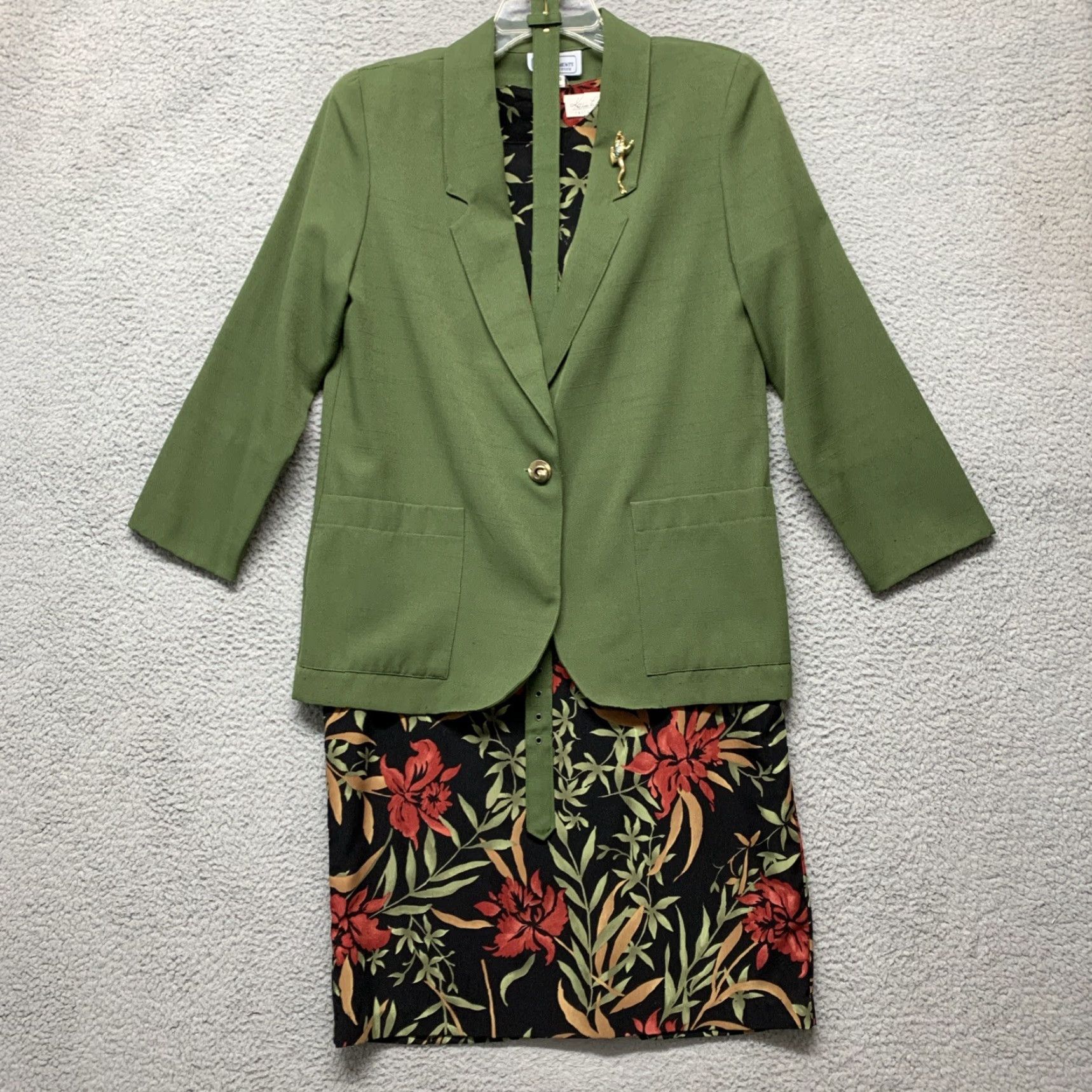 Lee Kathie Lee Dress 6" Slit Sz 8/10, Requirements Petite Jacket W/Belt 2 Pockets Size M / US 6-8 / IT 42-44 - 2 Thumbnail
