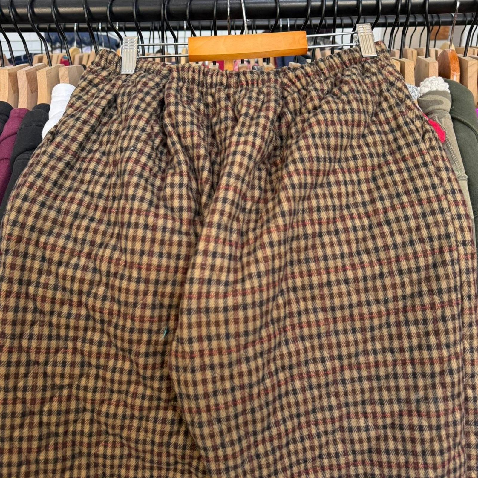 Other Vintage 70s or 80s Chinese Plaid Thick Pants, Super Unique Size US 28 / EU 44 - 7 Thumbnail
