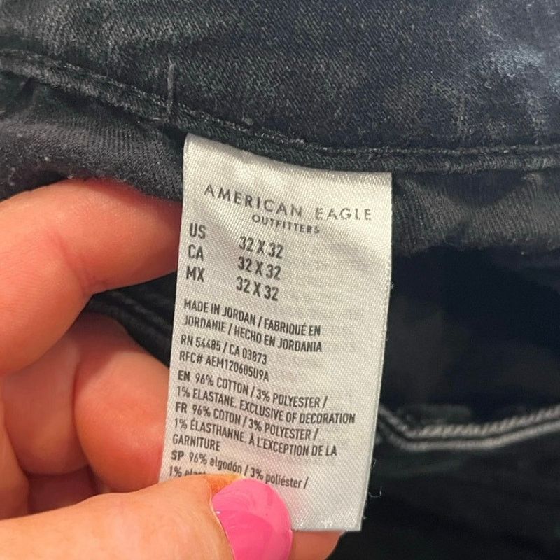 American Eagle Outfitters American Eagle Mens Airflex+ Slim Straight Jeans Black 32x32 Size US 32 / EU 48 - 8 Thumbnail