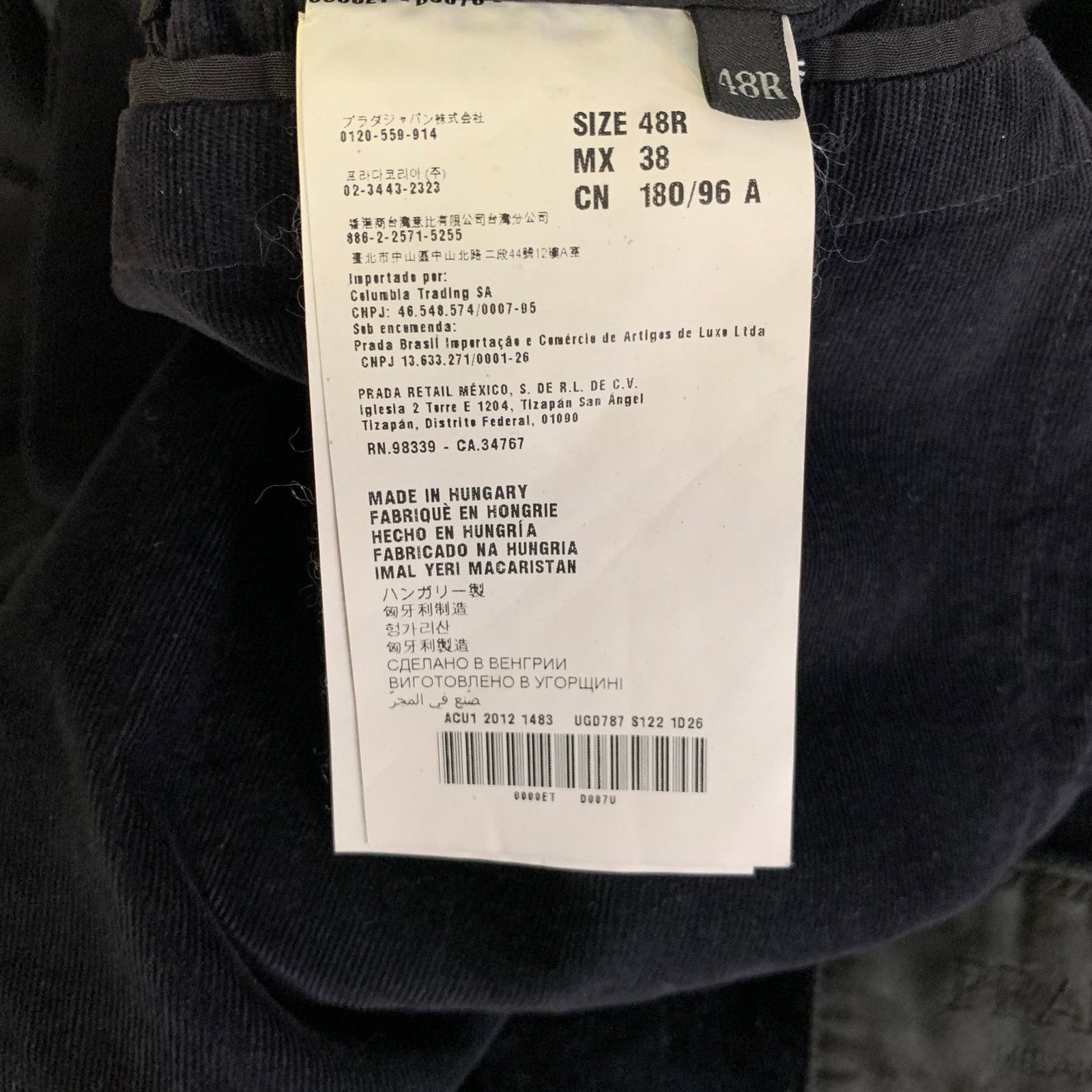 Prada PRADA Chest Size 38 Black Corduroy Sport Coat Size 38R - 7 Thumbnail