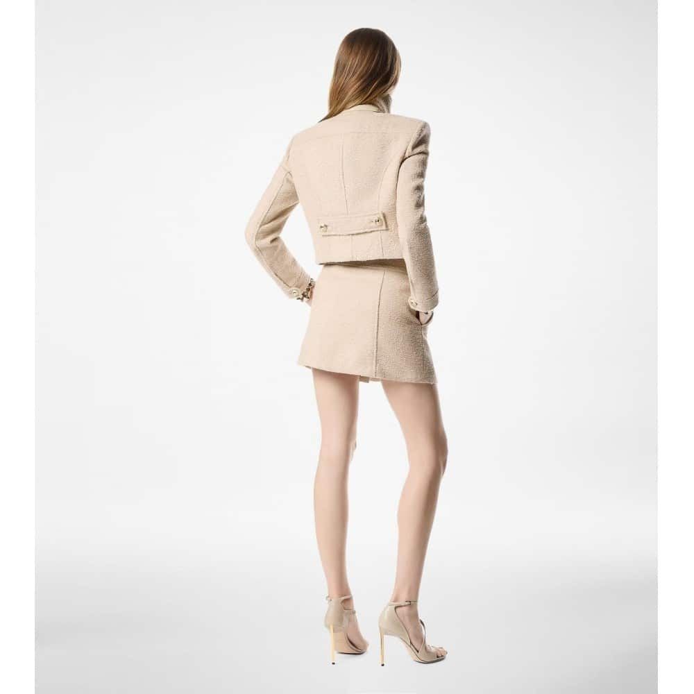 Tom Ford o1loc1c0126 CS1256 Virgin Wool Boucle Chasseur Jacket Beige Size M / US 6-8 / IT 42-44 - 5 Thumbnail