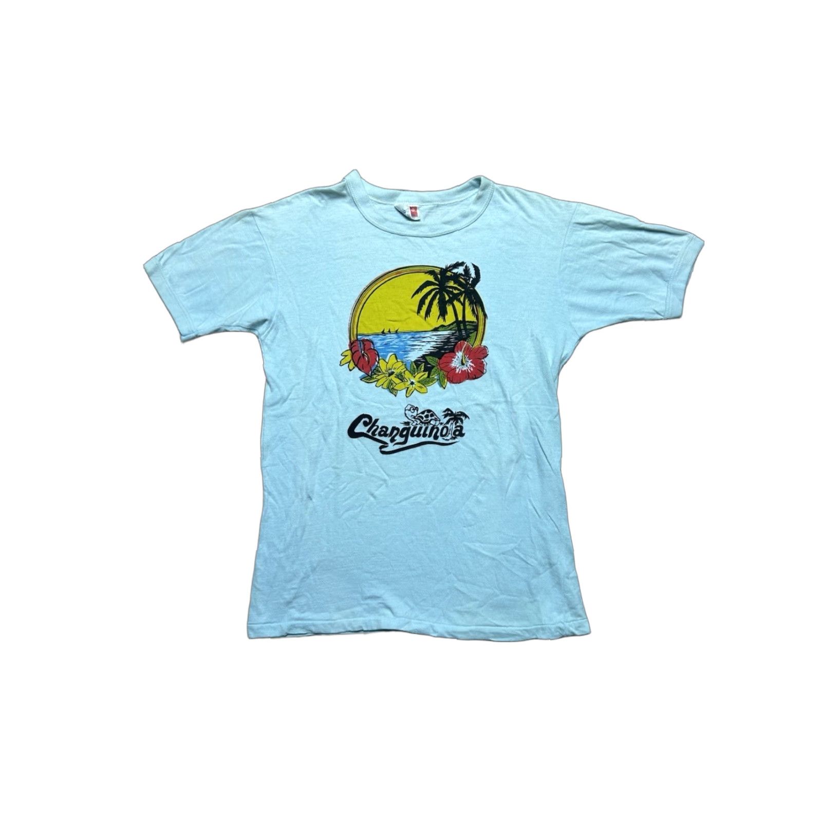 Vintage VINTAGE 70s graphic t shirt Changuinola Panama Caribbean tropical blue Men T-Shirt M & M Size M Medium Size US M / EU 48-50 / 2 - 1 Thumbnail