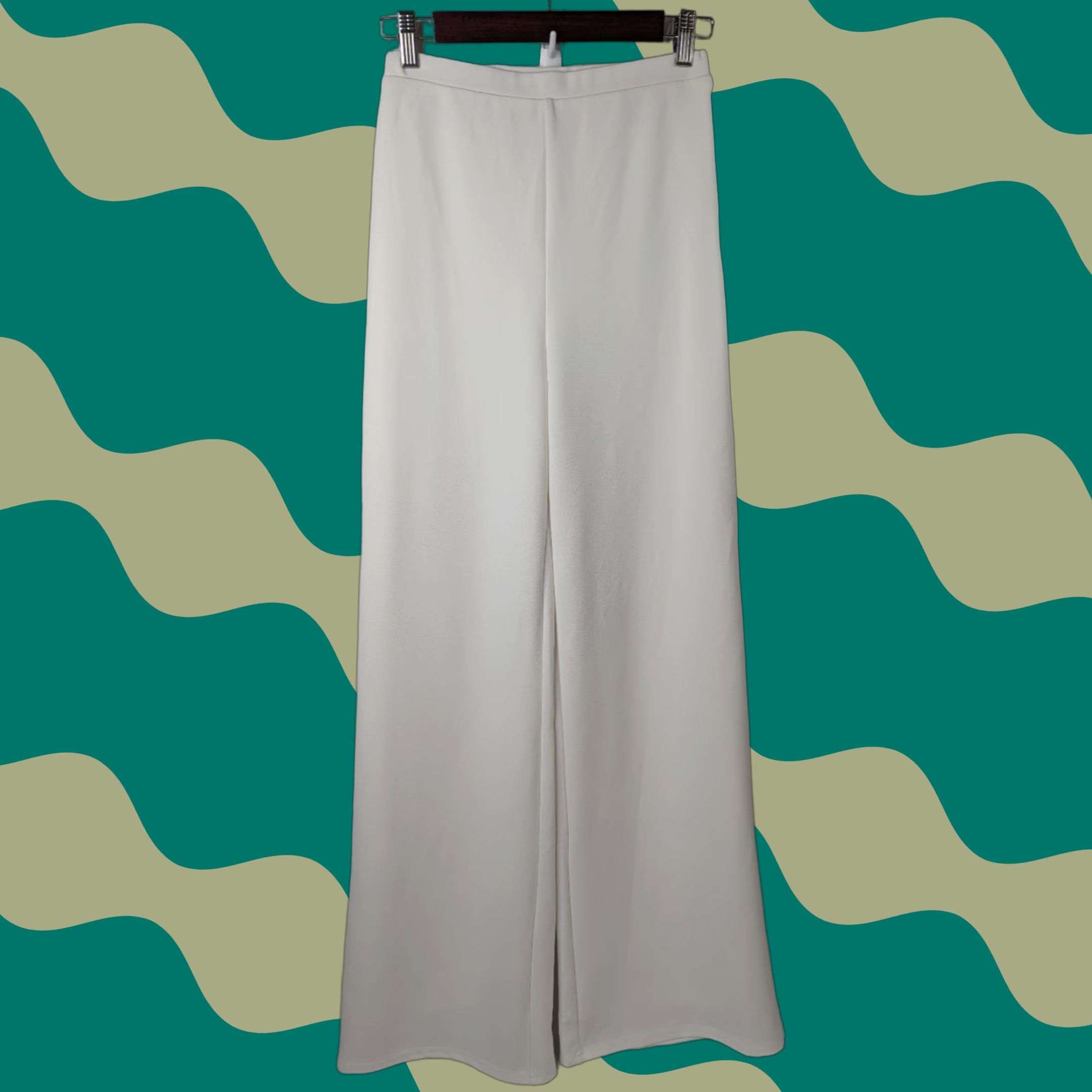 Lulus Lulus White Wide-Leg Pants Womens Small Zip Stretch Casual Dress Pants Regular Fit Size S Size 28" / US 6 / IT 42 - 1 Thumbnail