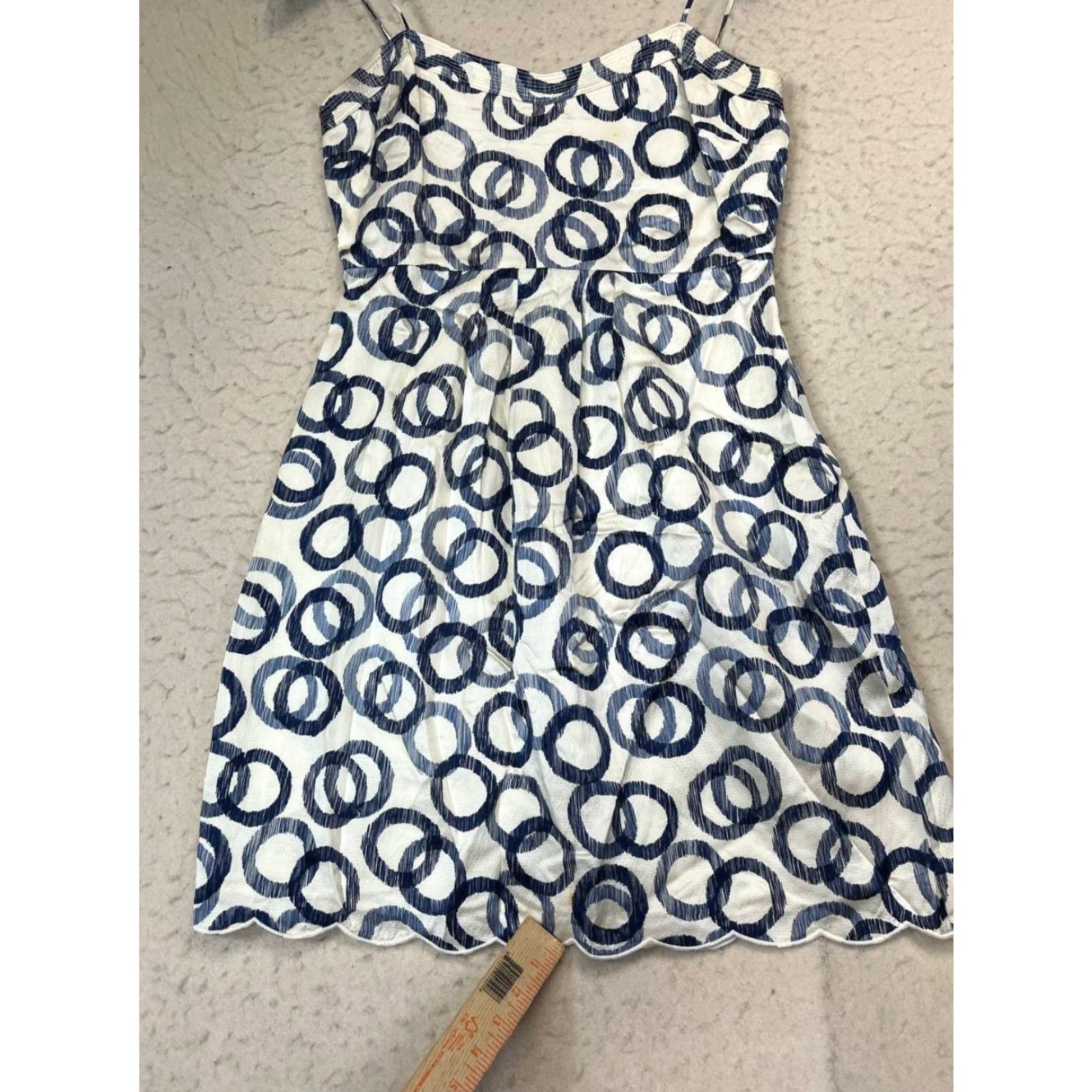Juicy Couture VINTAGE Juicy Couture Dress Max Beach Sleeveless Skater Silk Blue White Knee Length 6 Womens Summer Size M / US 6-8 / IT 42-44 - 2 Thumbnail
