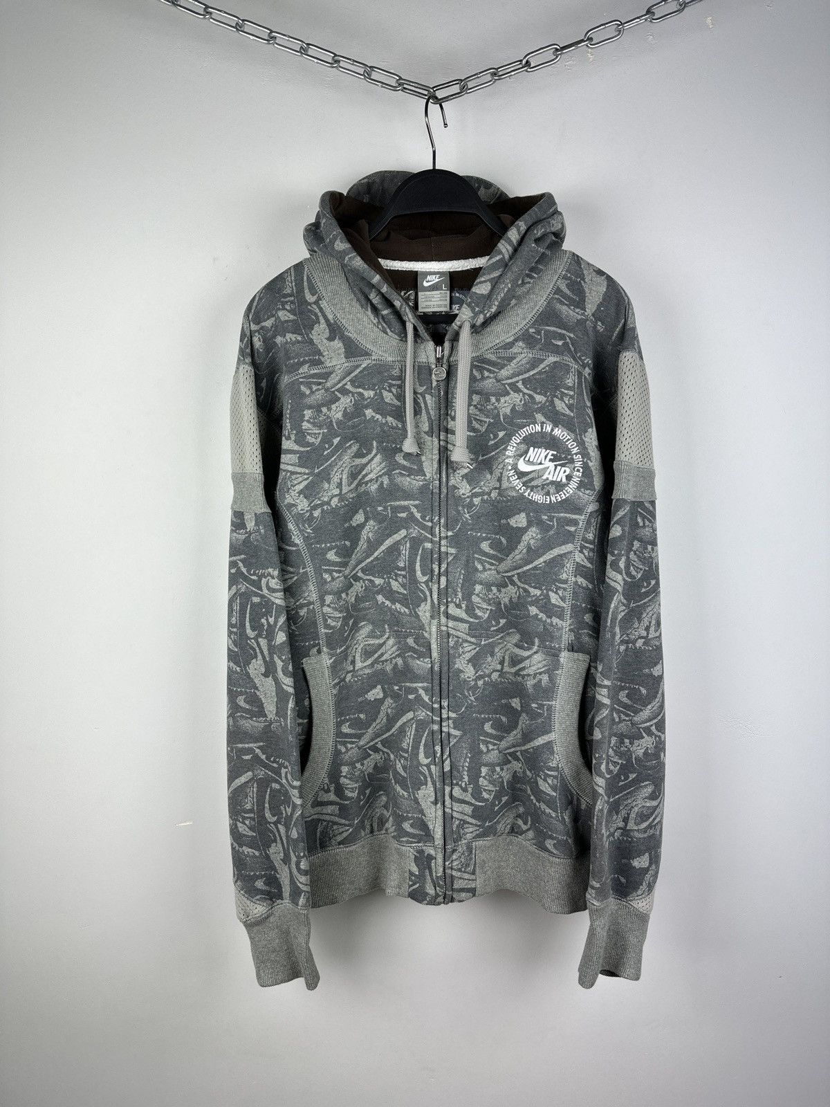 Nike × Vintage Vintage Y2K Nike Baggy Multilogo Zip Up Hoodie Size US L / EU 52-54 / 3 - 1 Thumbnail