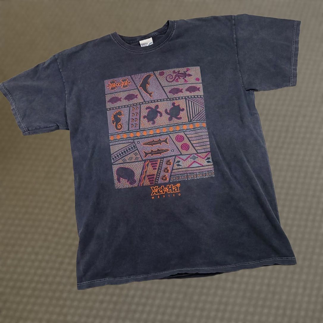 Vintage Xel-Ha Mexico Shirt Mens XL Black Graphic Sea Life Fish Turtle Tee Souvenir Size US XL / EU 56 / 4 - 1 Thumbnail