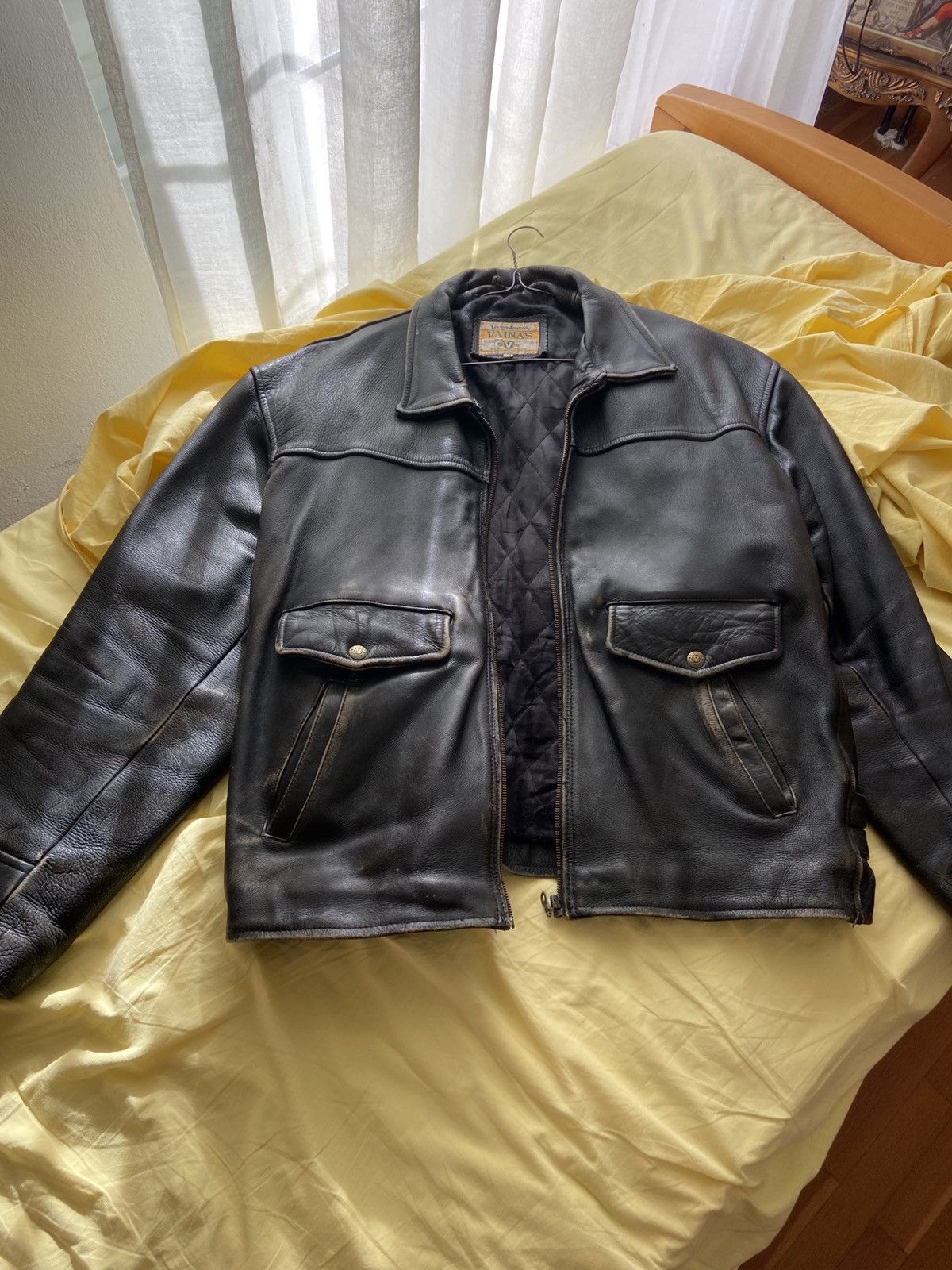 Genuine Leather Vintage real heavy leather bomber jacket Size US XXL / EU 58 / 5 - 2 Thumbnail