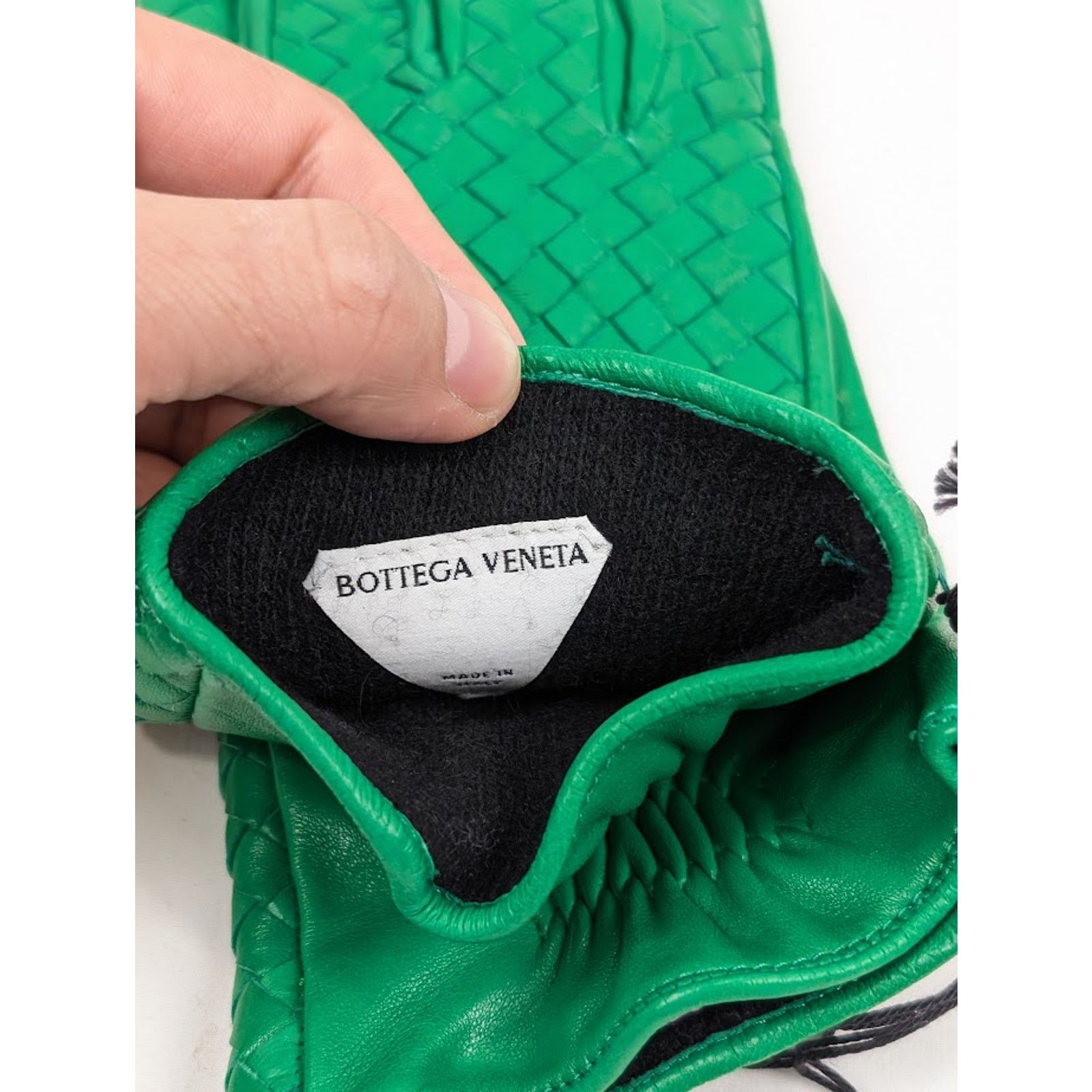 Bottega Veneta o1rshd1 Size : 7.5 / Nappa Intrecciao Leather Gloves Parkeet Size ONE SIZE - 4 Thumbnail