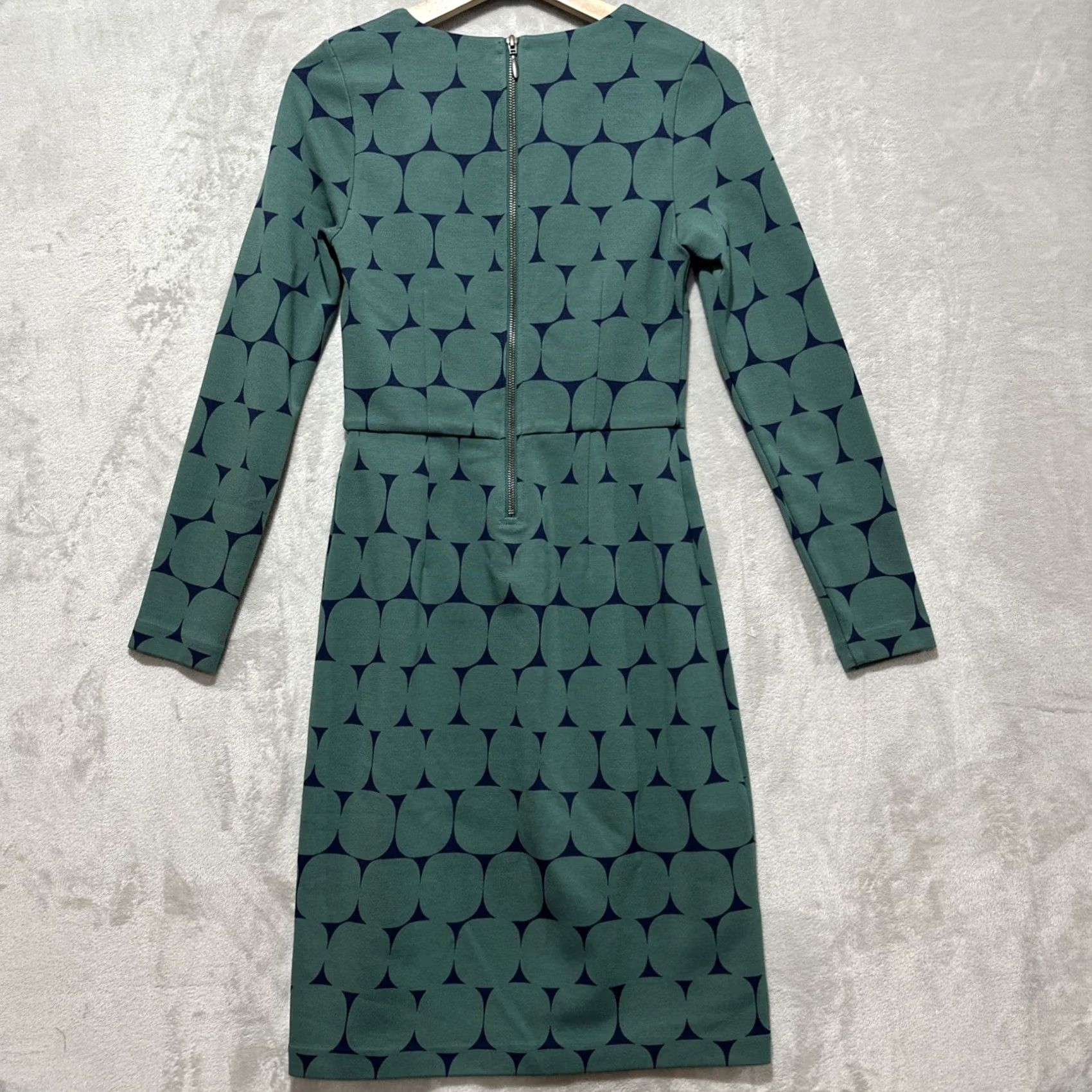 Boden VINTAGE Boden Geometric Circle Print Ponte Dress Women's 4 Green Long Sleeve Semi Fitted Size S / US 4 / IT 40 - 2 Thumbnail