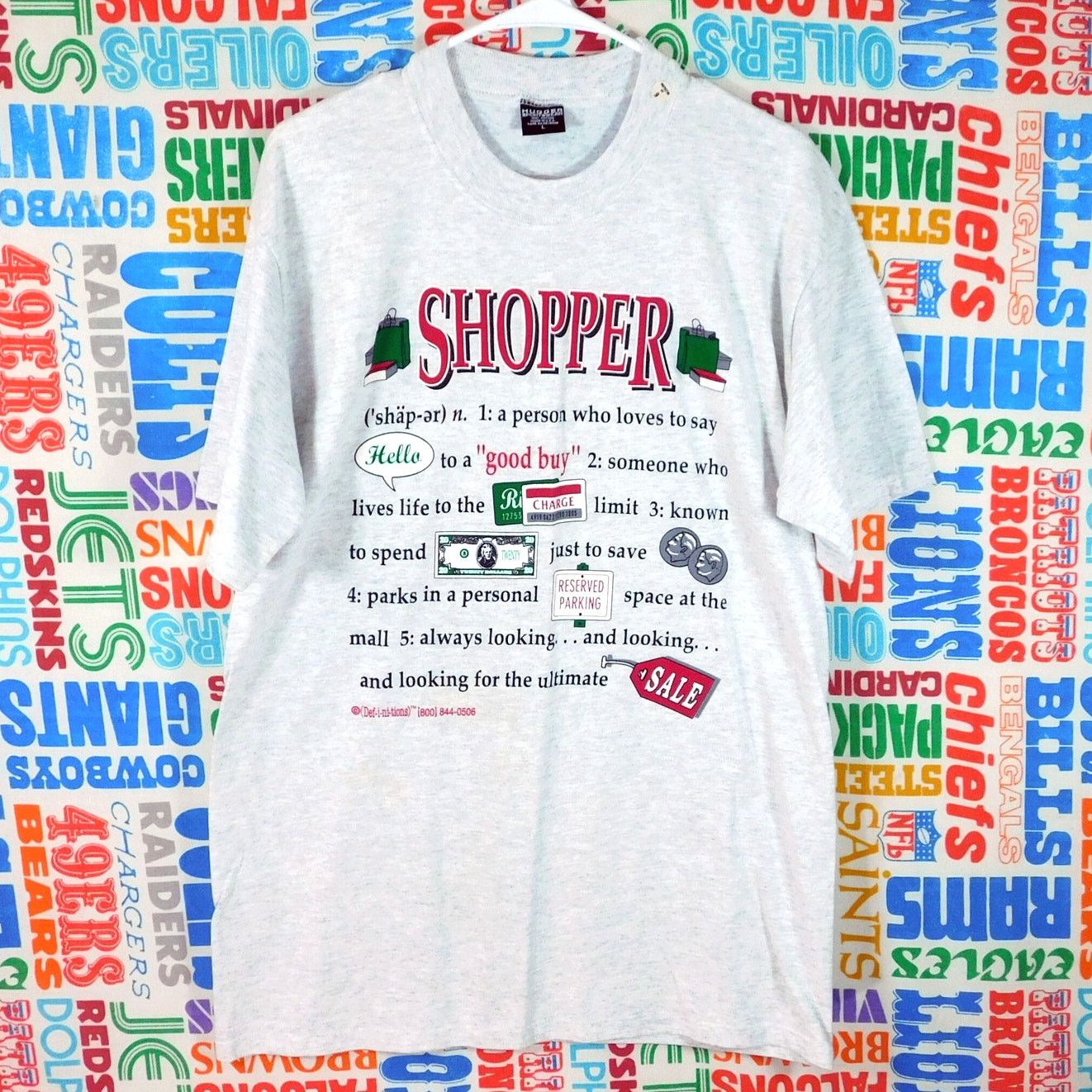 Hanes VTG 90s Definitions Shopper T Shirt Size L Hugger Tag Gray Size US L / EU 52-54 / 3 - 1 Thumbnail