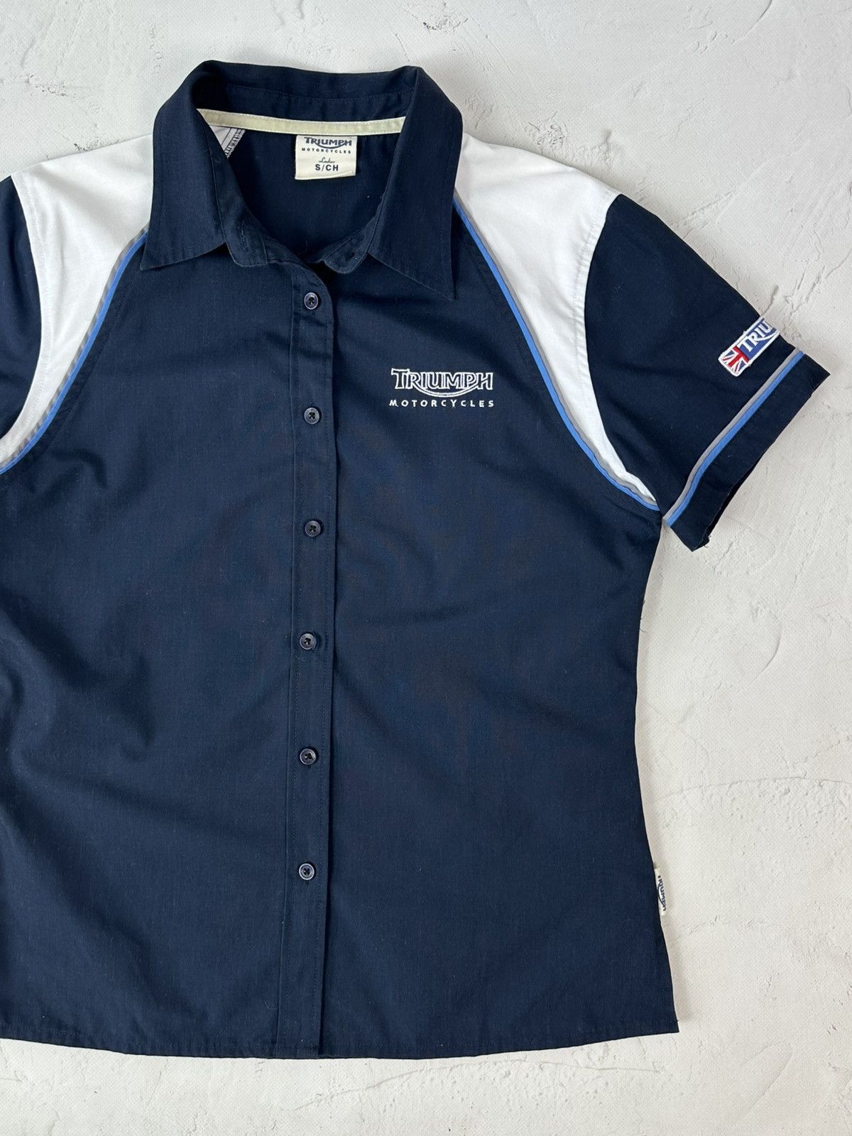 Vintage Vintage Triumph Motorcycle Navy Shirt Size S / US 4 / IT 40 - 4 Thumbnail