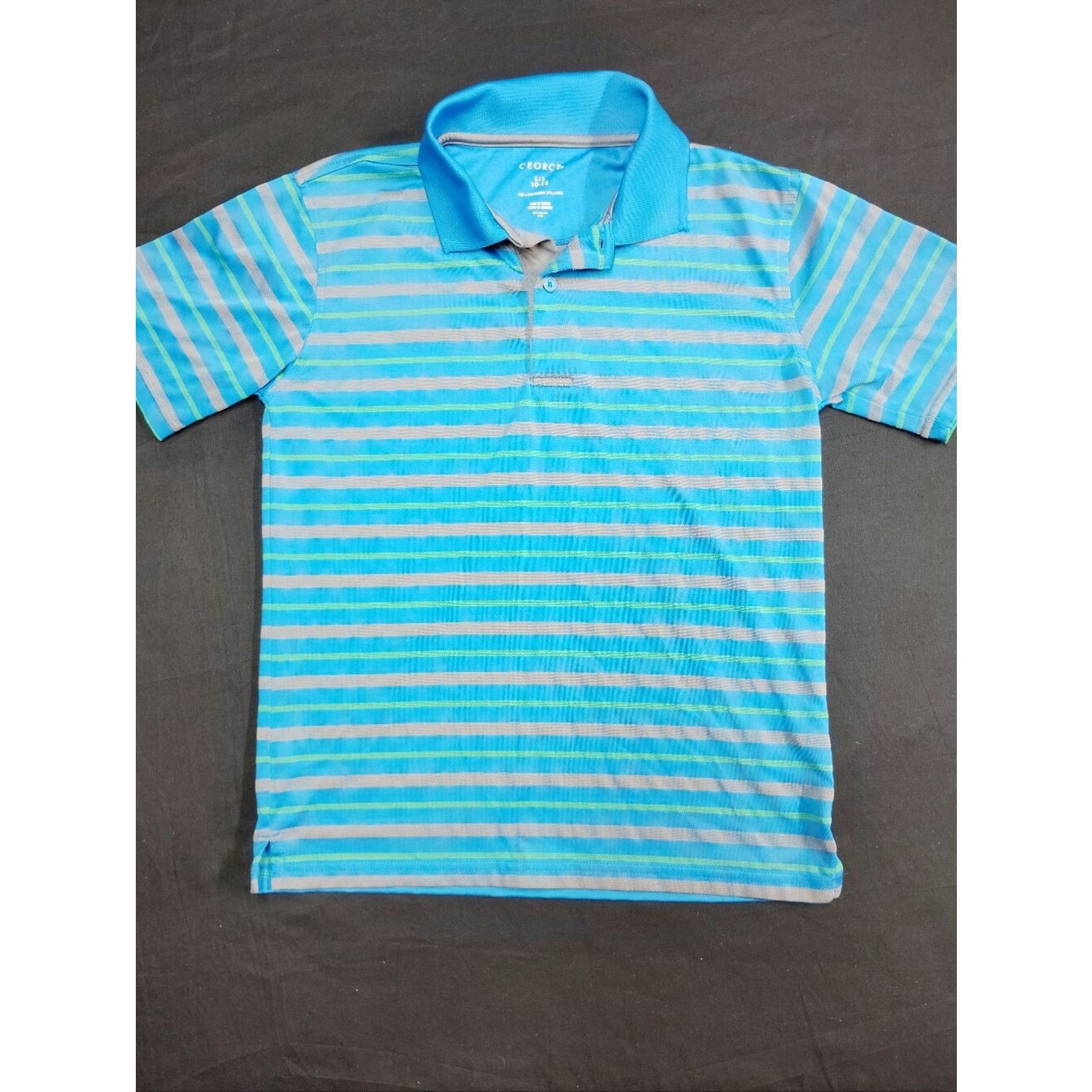 George George Polo Shirt in Aqua and Teal Stripes Size L / US 10 / IT 46 - 1 Thumbnail
