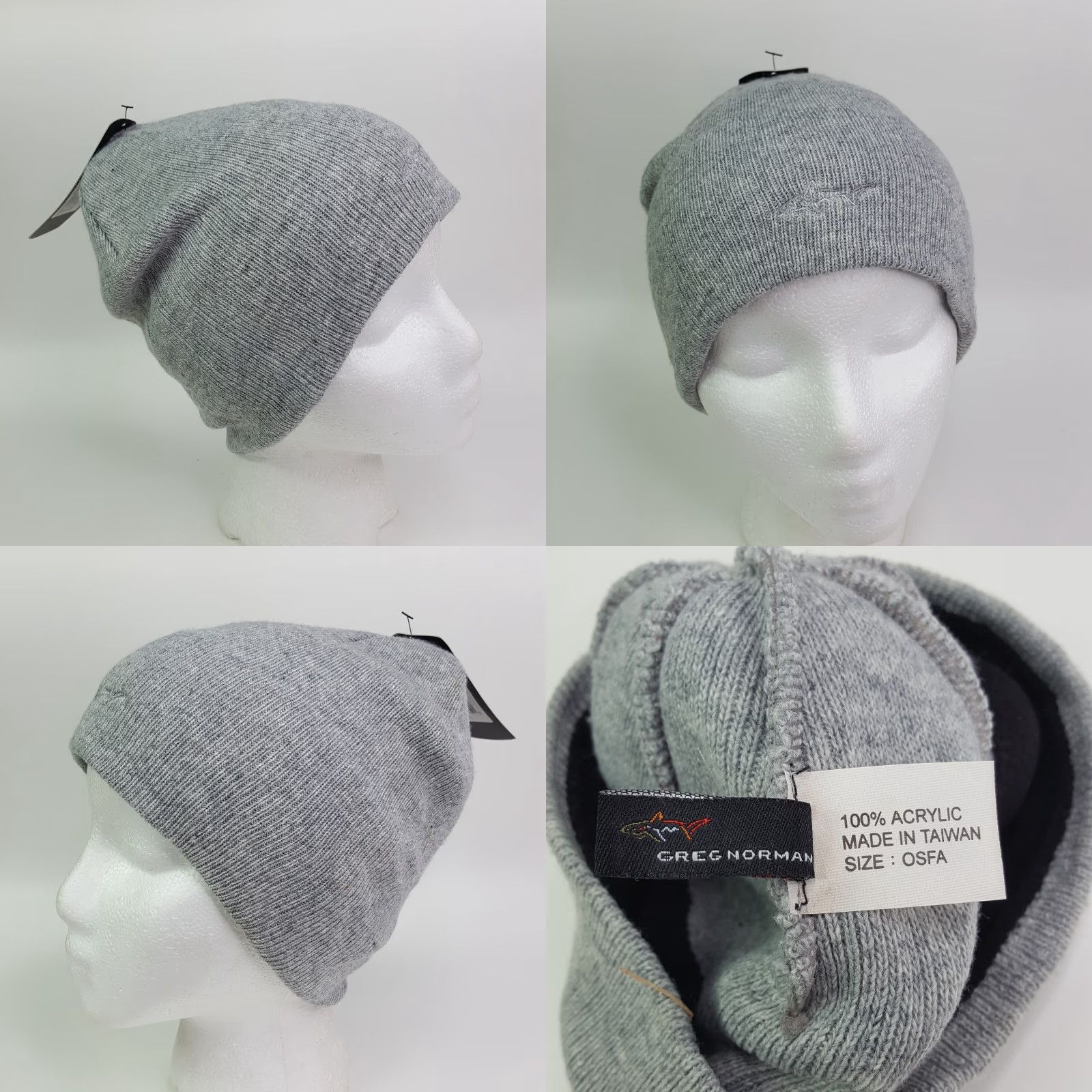 Logo 7 VINTAGE Greg Norman Golf Shark Logo Knit Beanie Adult One Size Toboggan Hat Cap Gray Size ONE SIZE - 8 Thumbnail