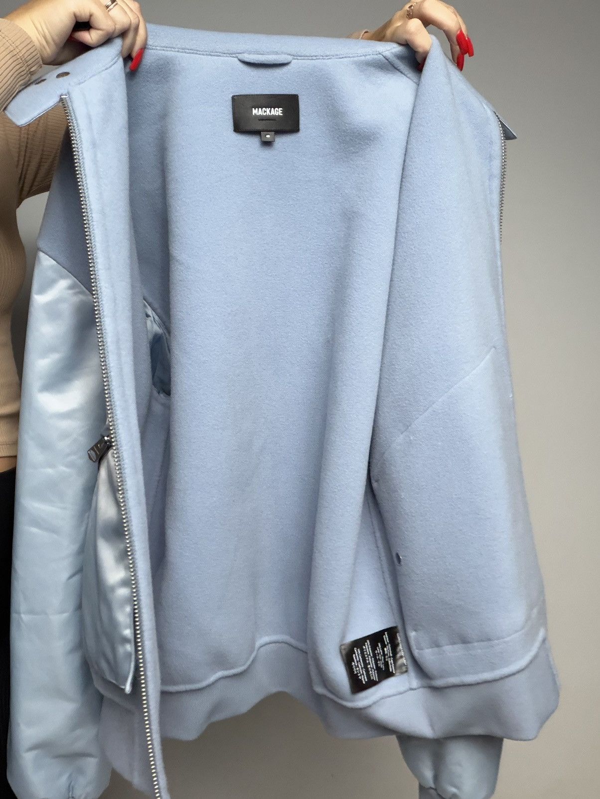 Mackage Mackage Monreal Wool Cashmere Bomber Baby Blue Women’s Size S / US 4 / IT 40 - 16 Thumbnail