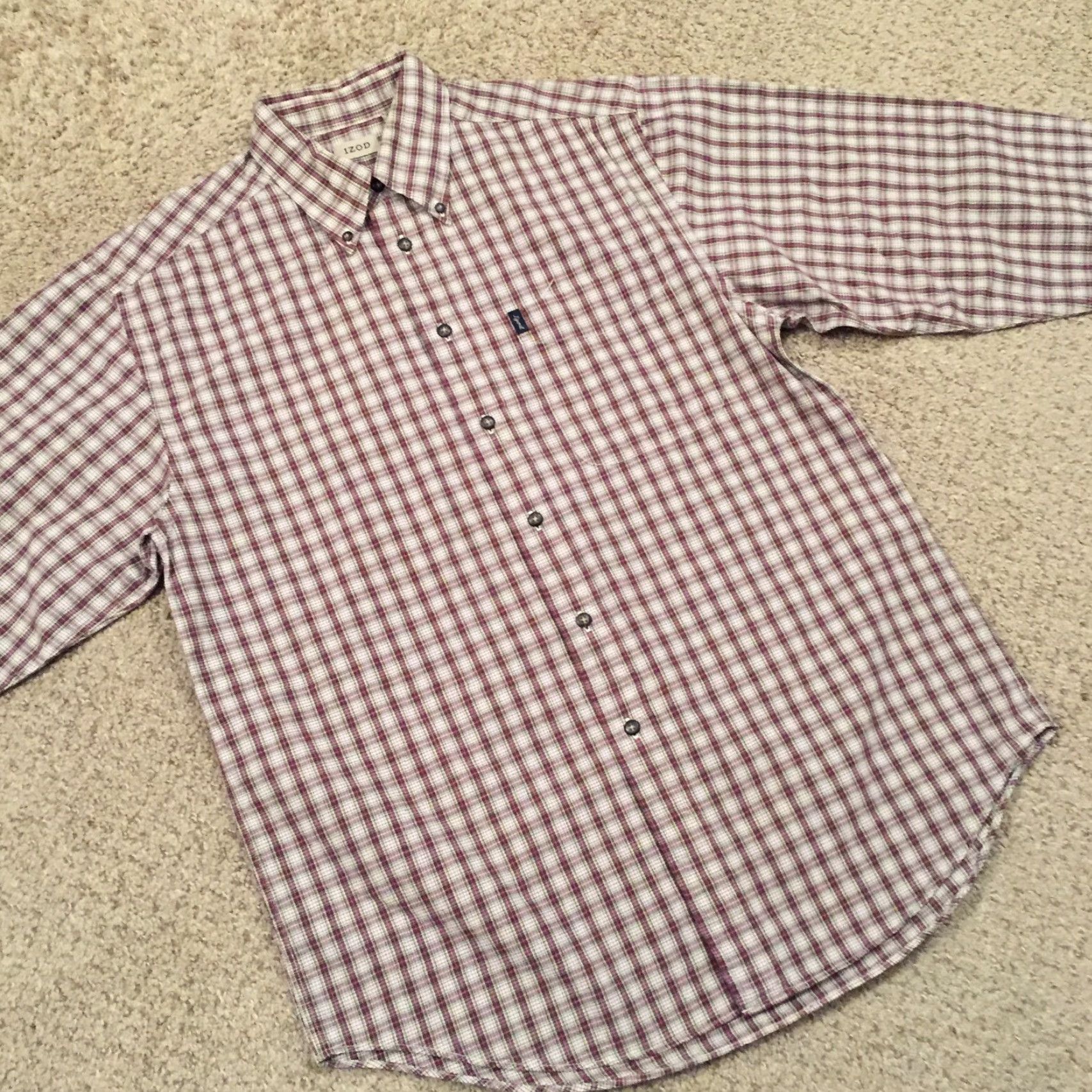 Izod IZOD Shirt Mens M Red Plaid Long Sleeve Button-Down Collar Shirt Size US M / EU 48-50 / 2 - 5 Thumbnail